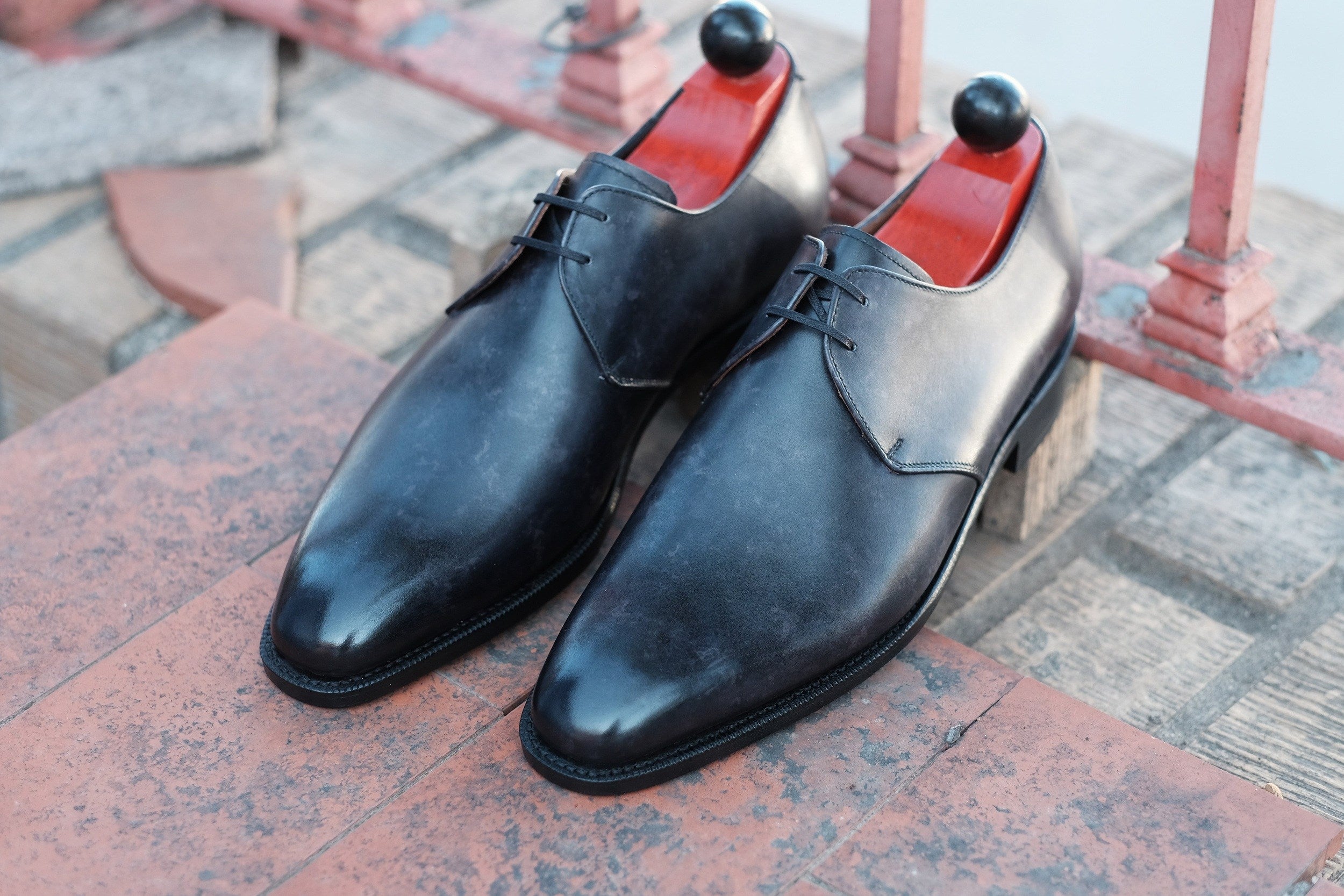 Fremont - MTO - Black Marble Patina-Made To Order Derbies Derby Two Eyelet-J.FitzPatrick Footwear
