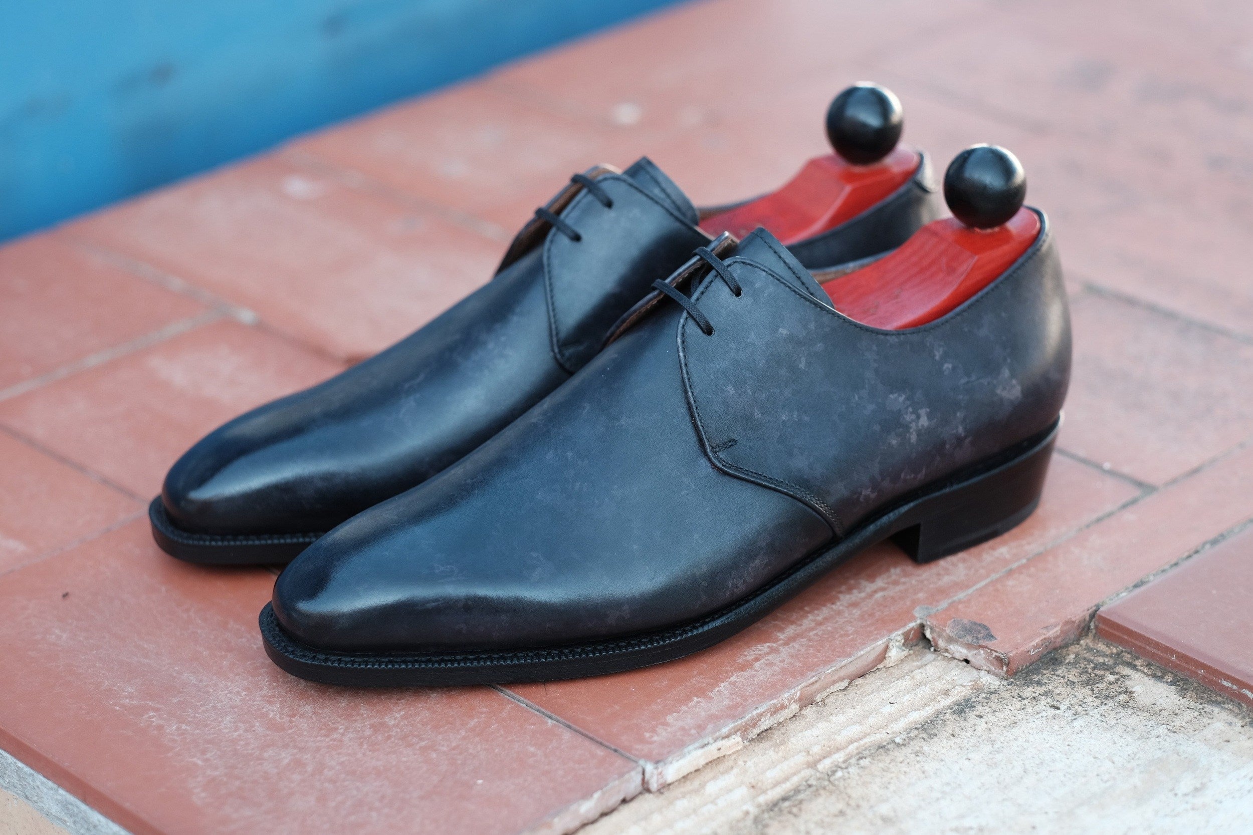 Fremont - MTO - Black Marble Patina-Made To Order Derbies Derby Two Eyelet-J.FitzPatrick Footwear