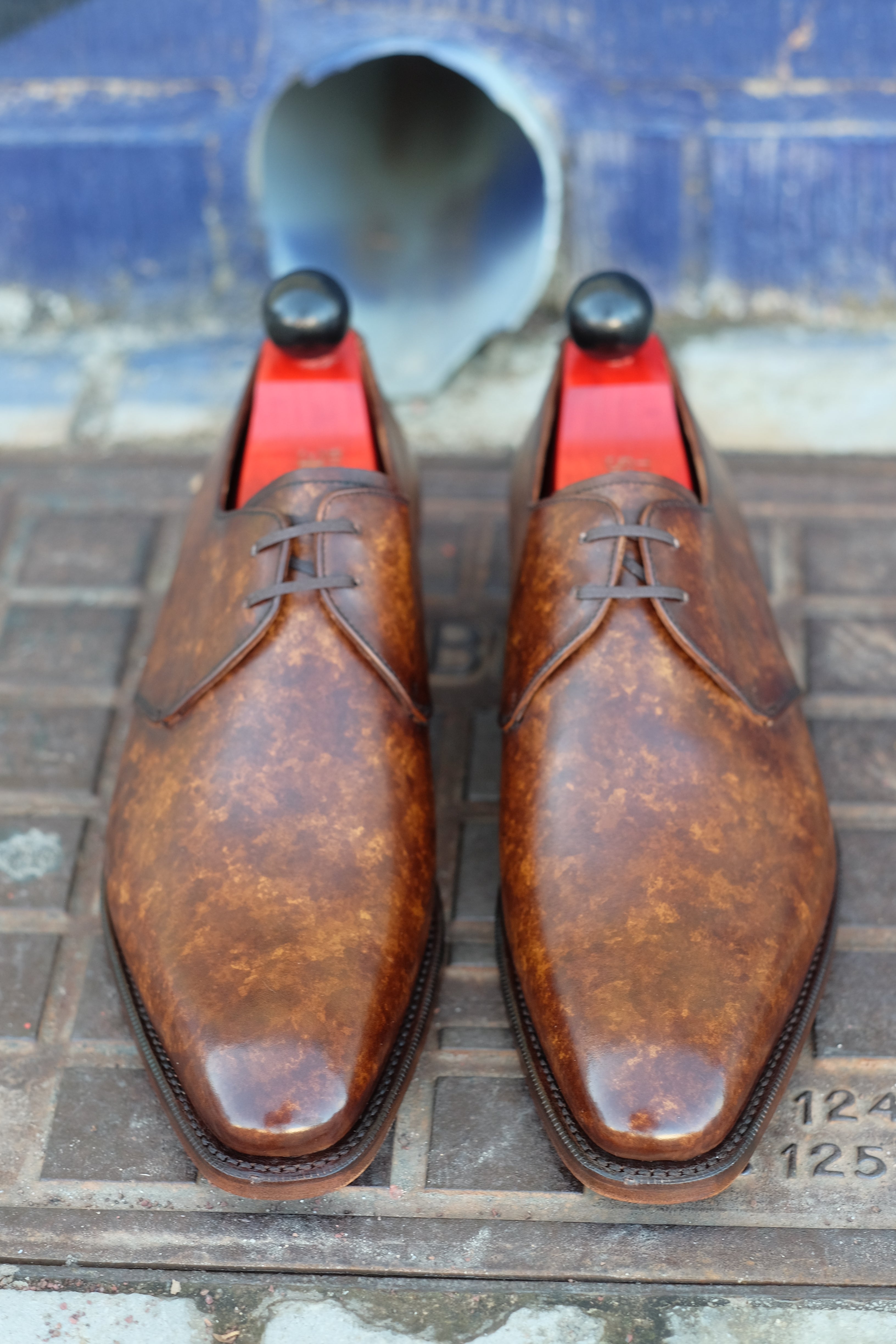 Fremont - MTO - Copper Marble Patina-Made To Order Derbies Derby Two Eyelet-J.FitzPatrick Footwear