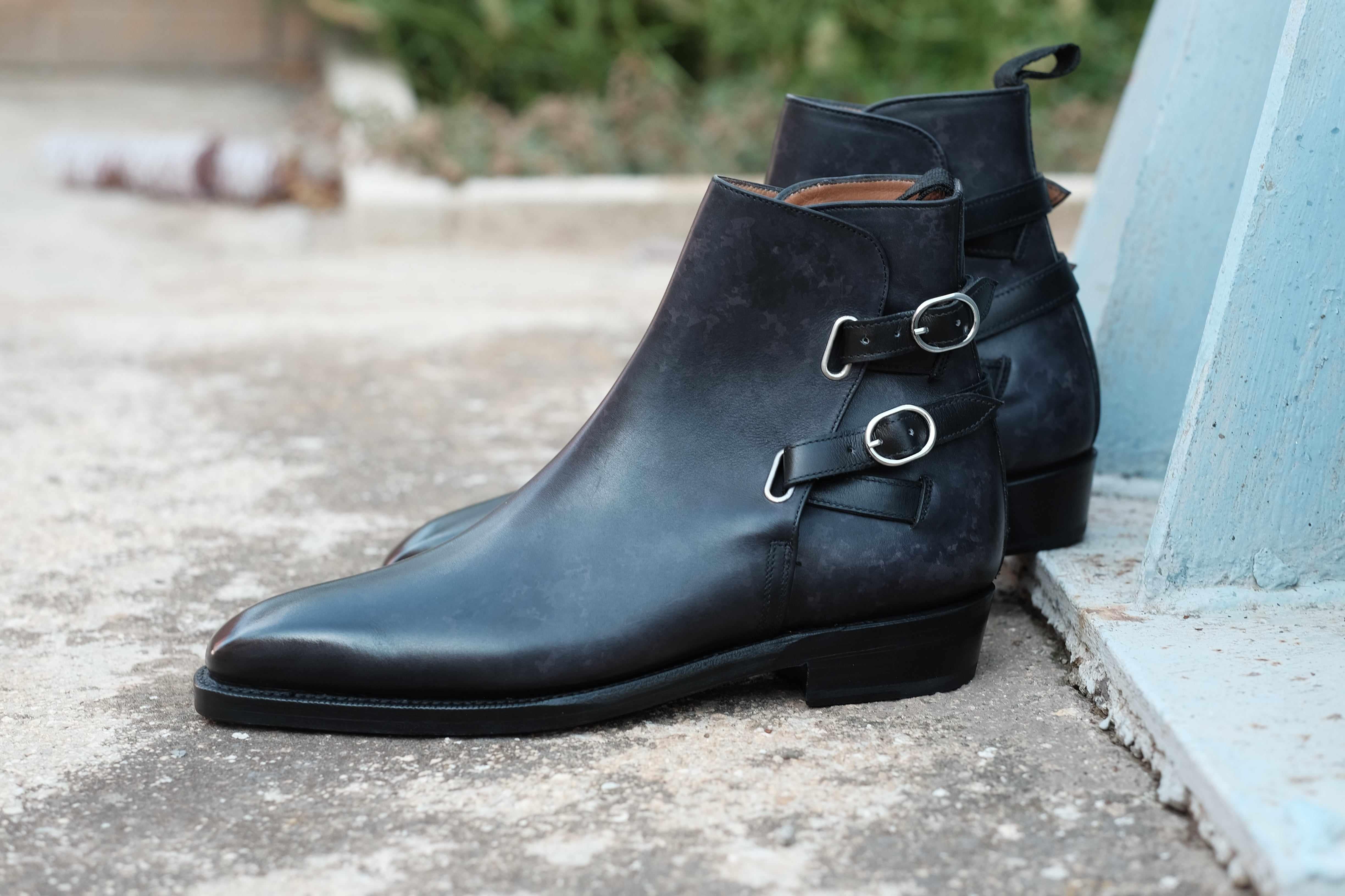 Genesee - Black Marble Patina-Jodhpur Boots-J.FitzPatrick Footwear