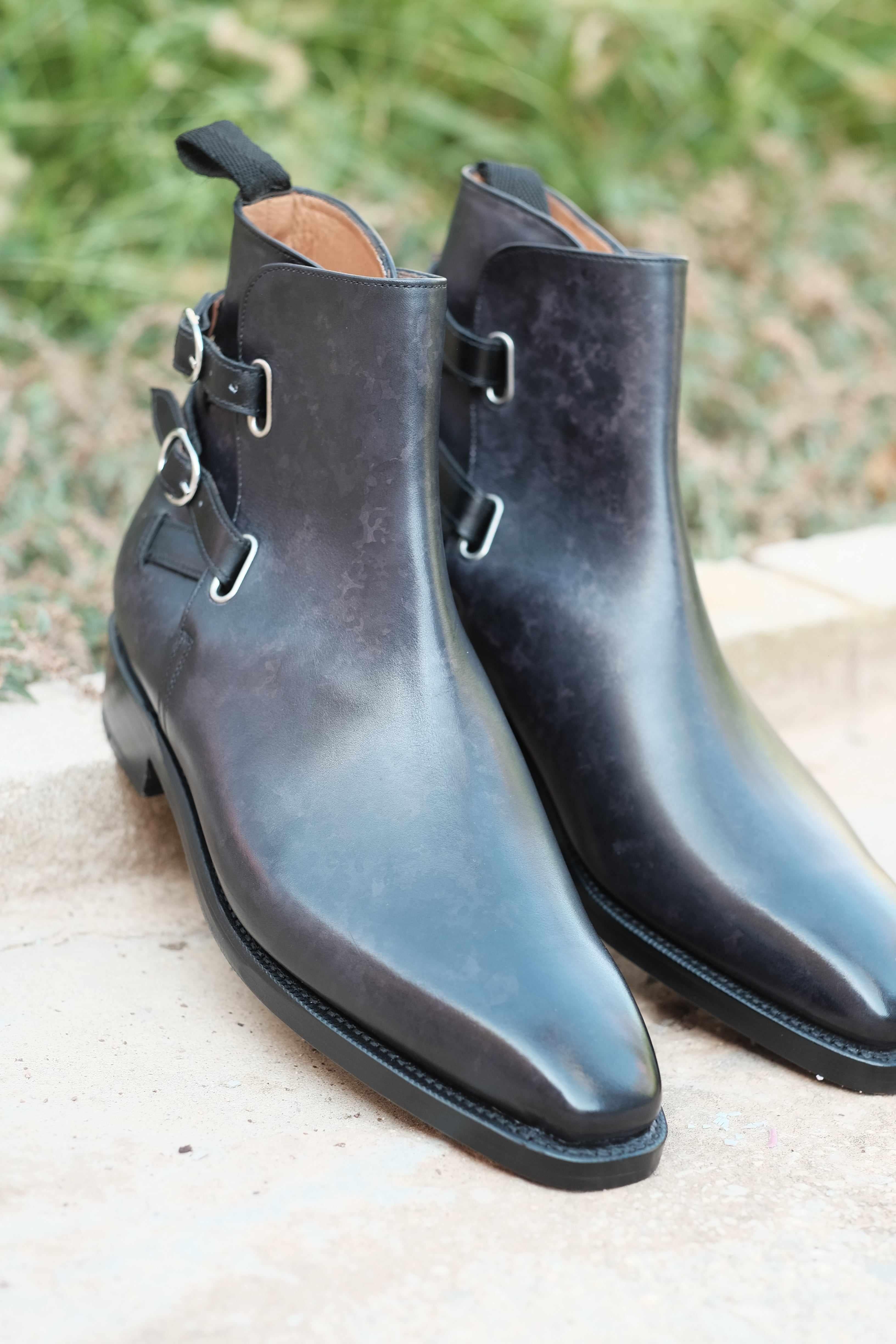 Genesee - Black Marble Patina-Jodhpur Boots-J.FitzPatrick Footwear