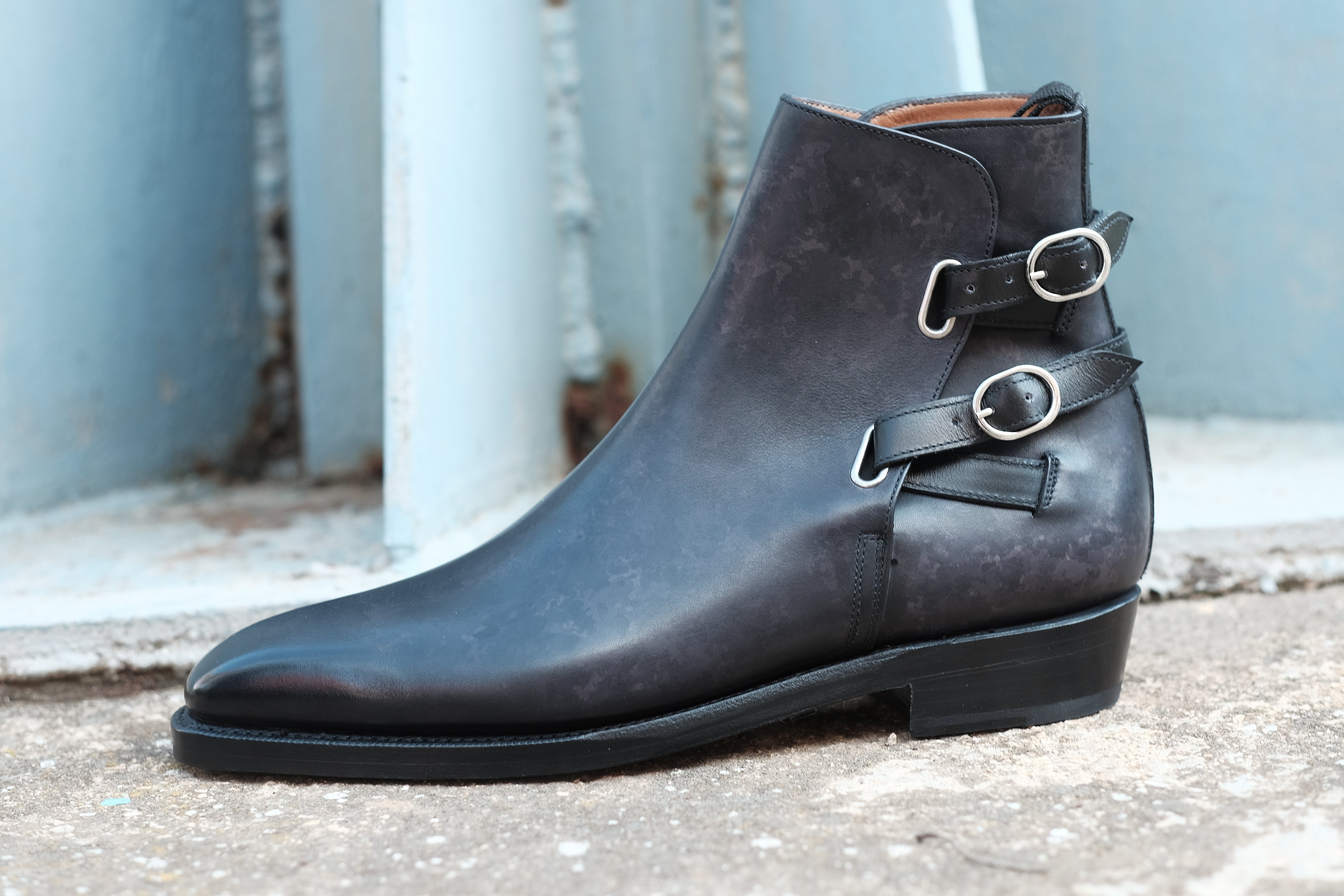 Genesee - MTO - Black Marble Patina - MGF Last - Double Leather Sole-Made To Order Jodhpur Boots-J.FitzPatrick Footwear
