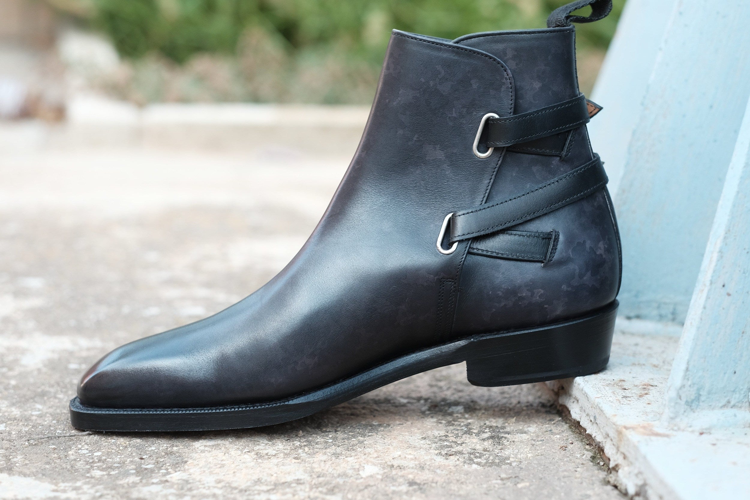 Genesee - MTO - Black Marble Patina - MGF Last - Double Leather Sole-Made To Order Jodhpur Boots-J.FitzPatrick Footwear