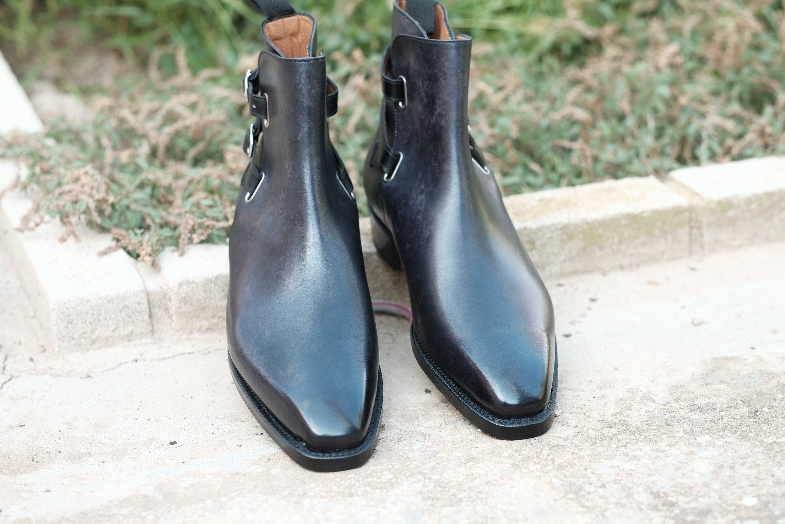 Genesee - MTO - Black Marble Patina - MGF Last - Double Leather Sole-Made To Order Jodhpur Boots-J.FitzPatrick Footwear