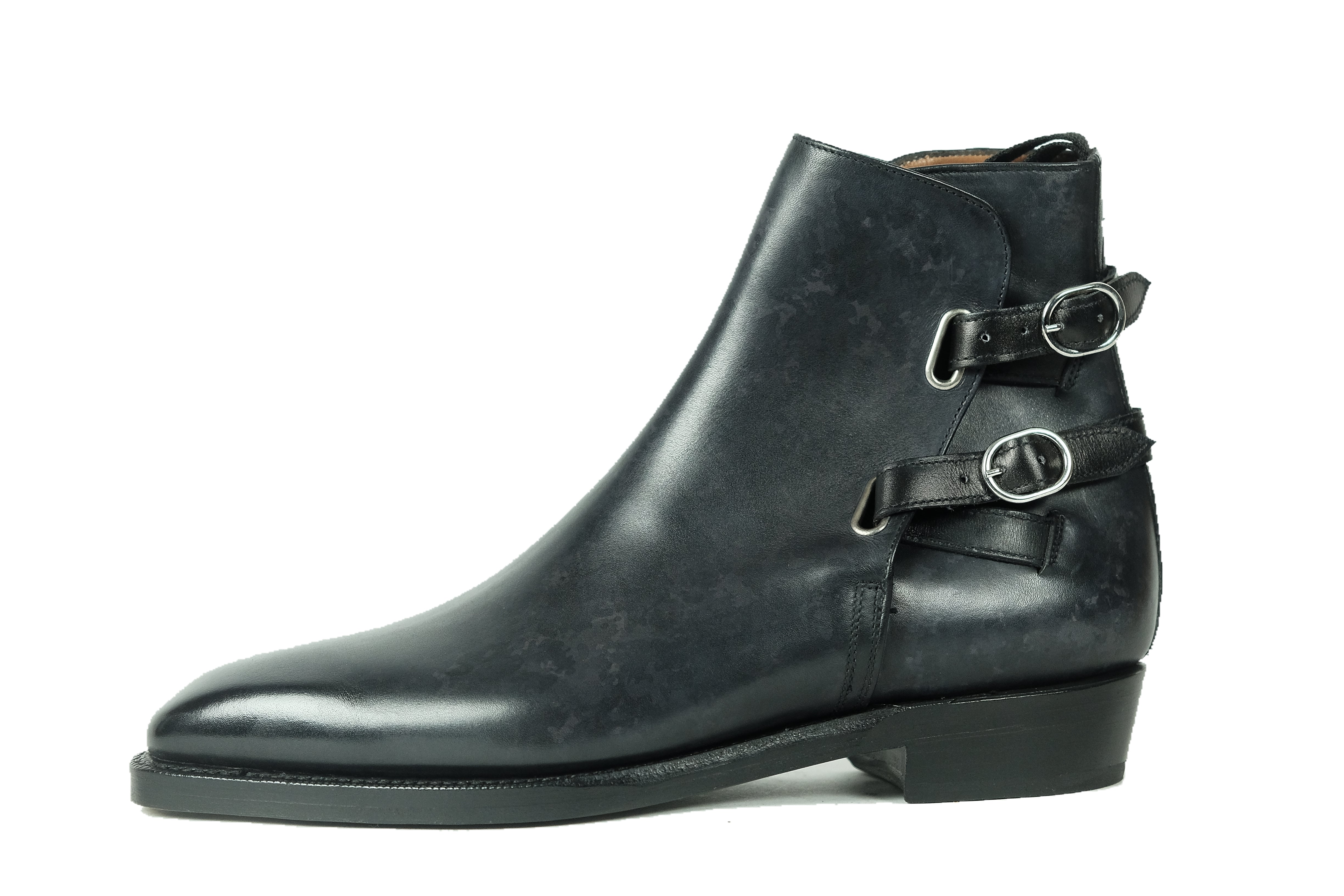 Genesee - MTO - Black Marble Patina - MGF Last - Double Leather Sole-Made To Order Jodhpur Boots-J.FitzPatrick Footwear