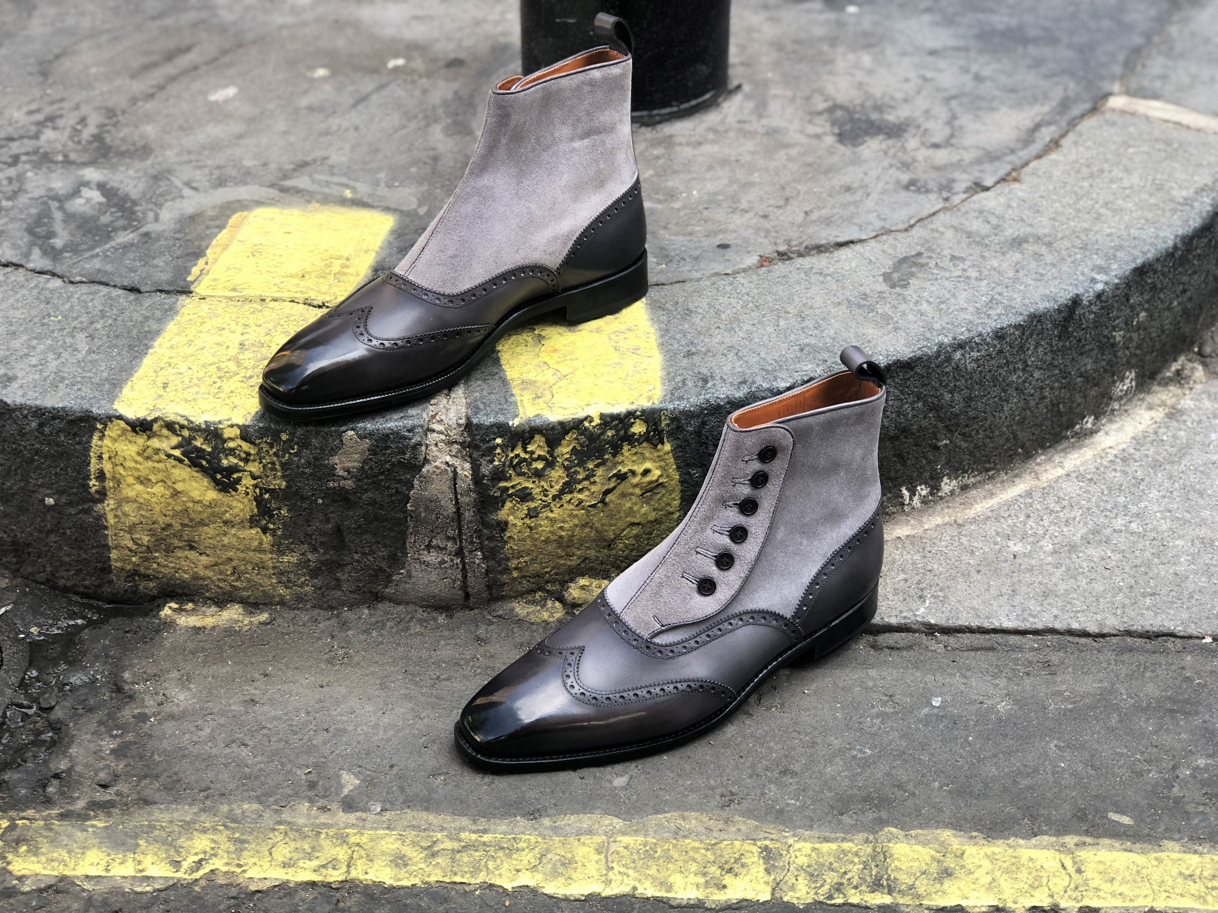 Grandview - MTO - Shaded Grey Calf / Light Grey Suede - MGF Last - Single Leather Sole-Made To Order-J.FitzPatrick Footwear