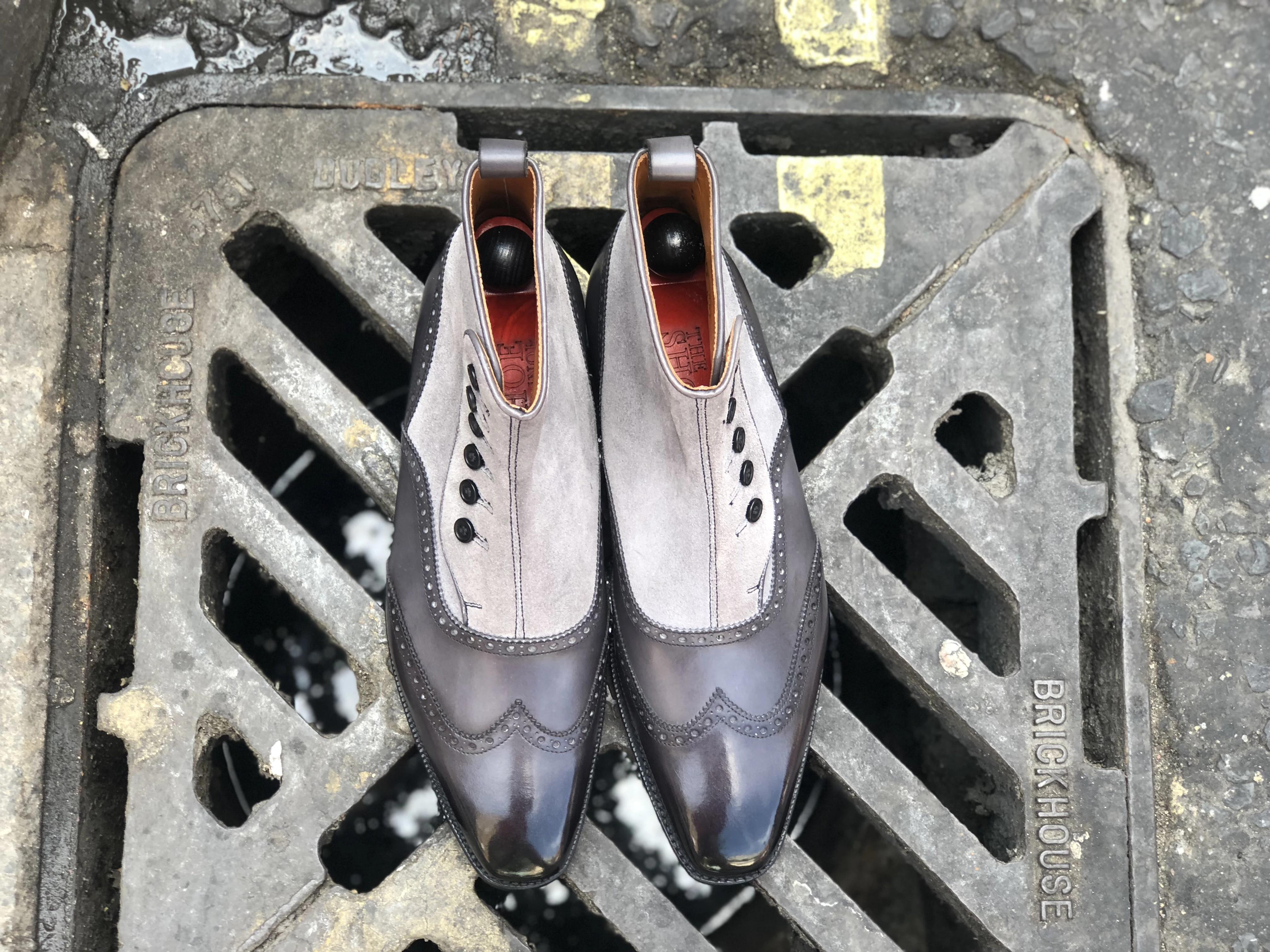 Grandview - MTO - Shaded Grey Calf / Light Grey Suede - MGF Last - Single Leather Sole-Made To Order-J.FitzPatrick Footwear