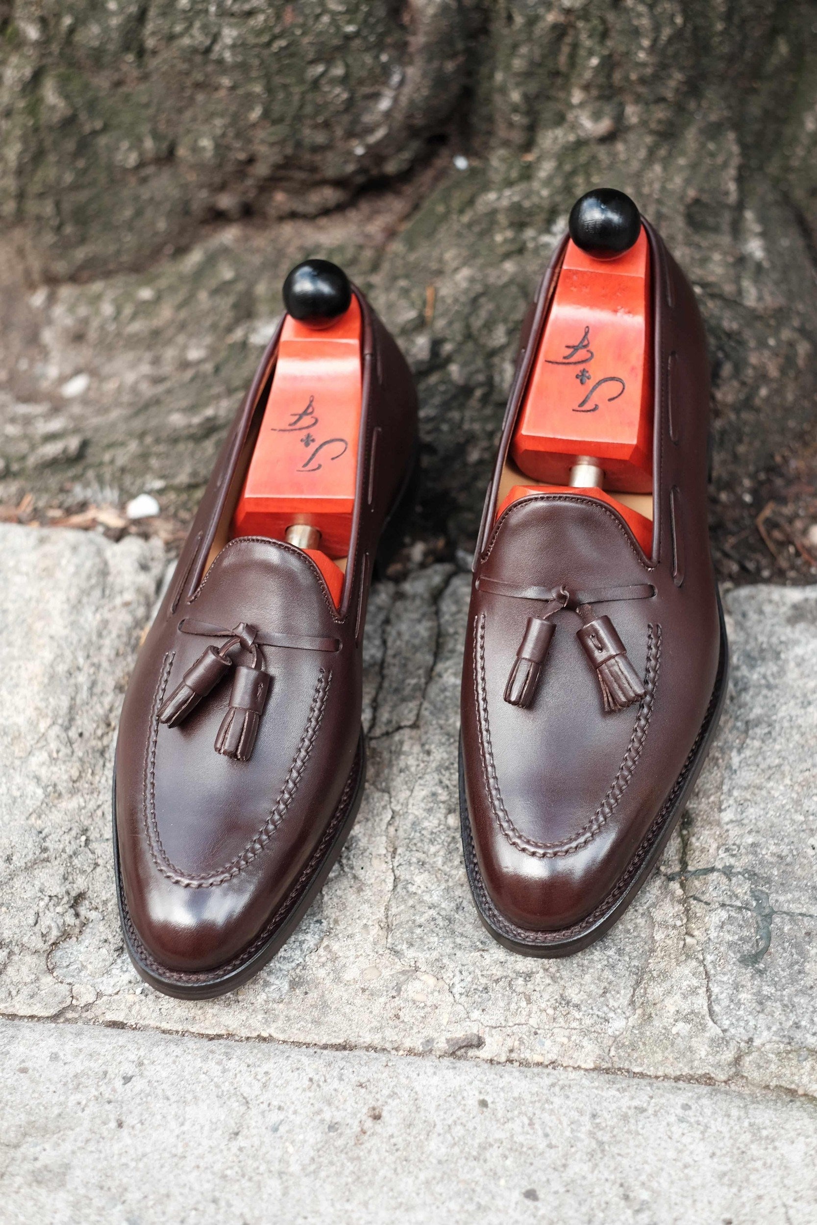 Haller - Dark Oak Calf-Tassel Loafers-J.FitzPatrick Footwear