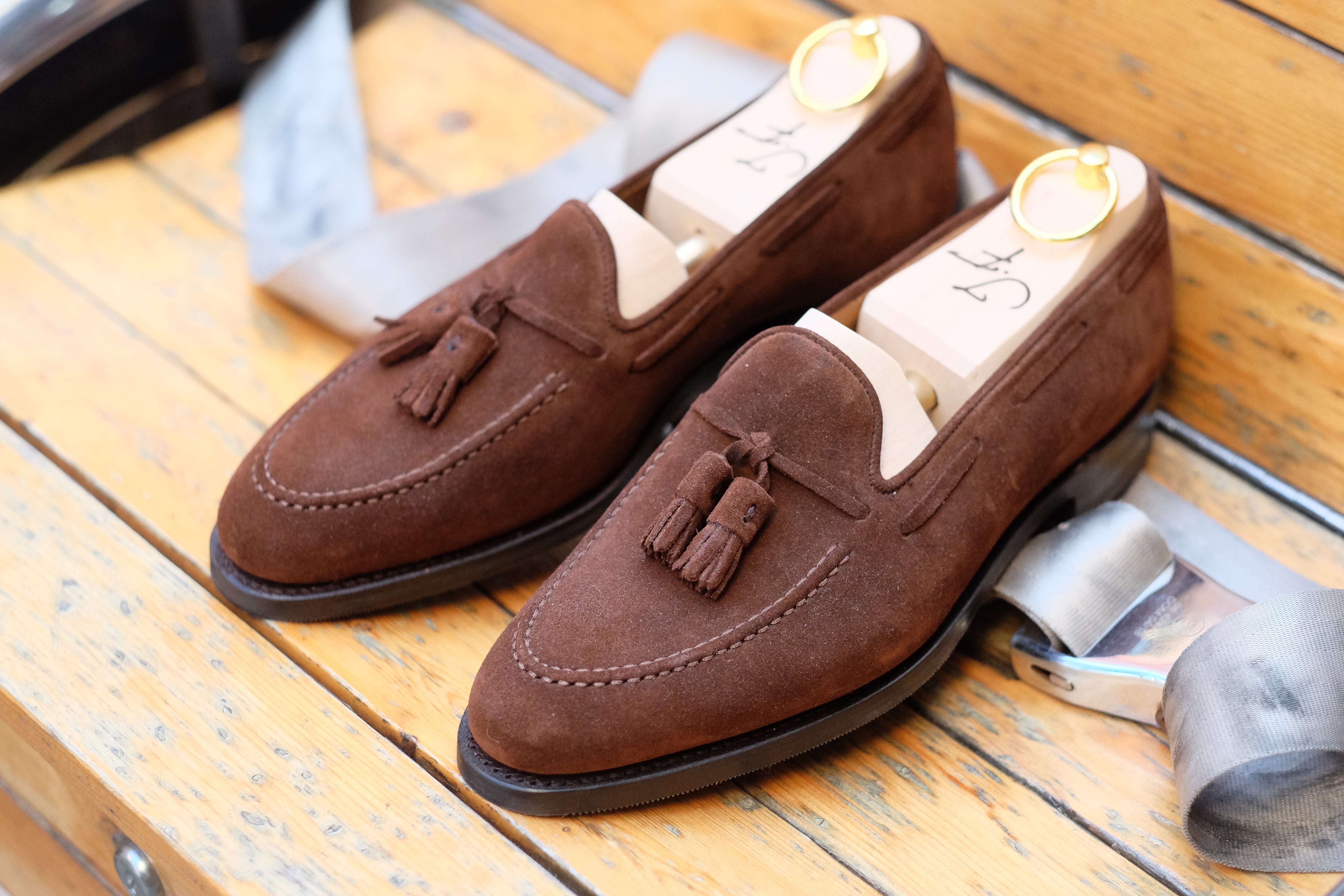 Haller - Tobacco Suede-Tassel Loafers-J.FitzPatrick Footwear