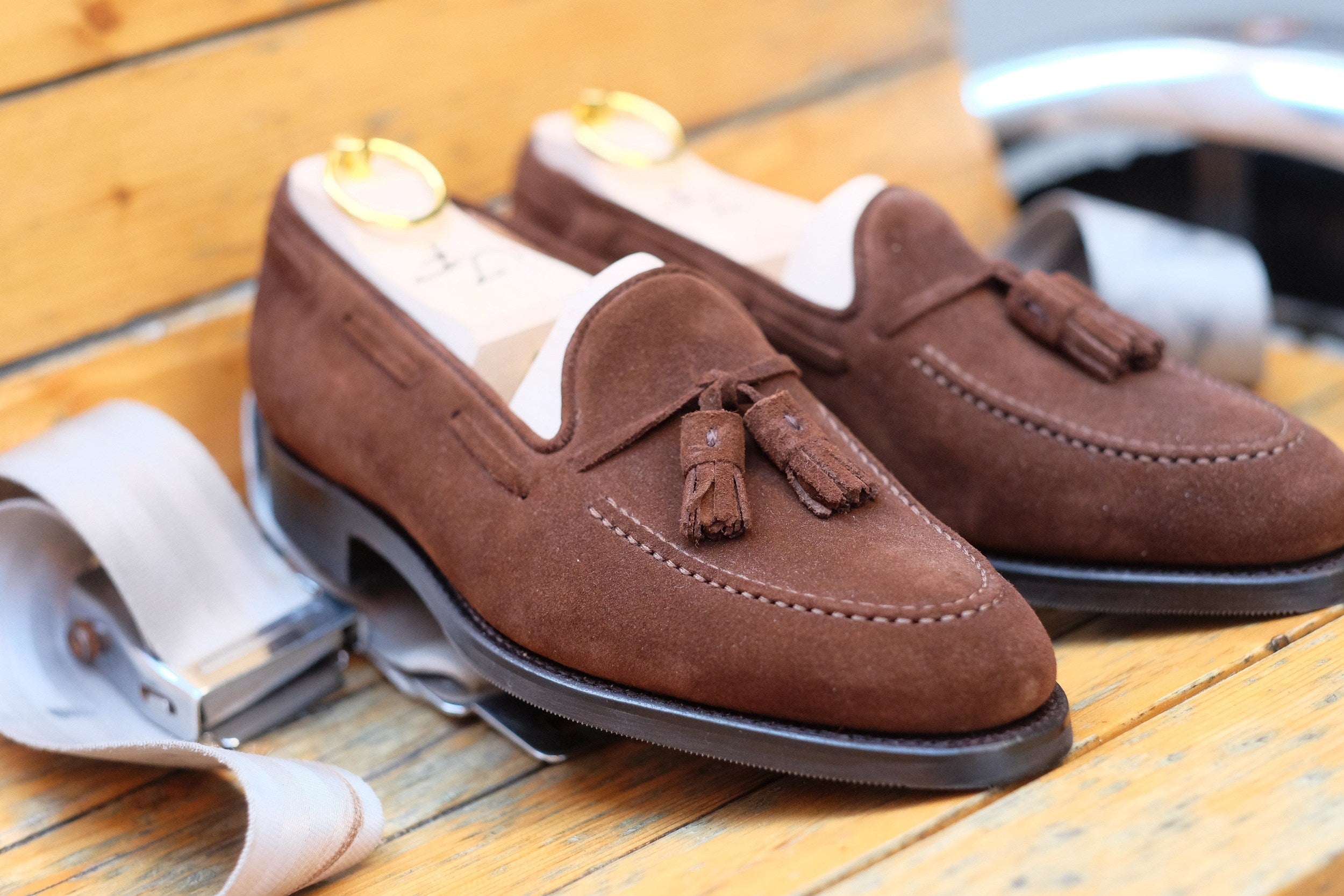 Haller - Tobacco Suede-Tassel Loafers-J.FitzPatrick Footwear