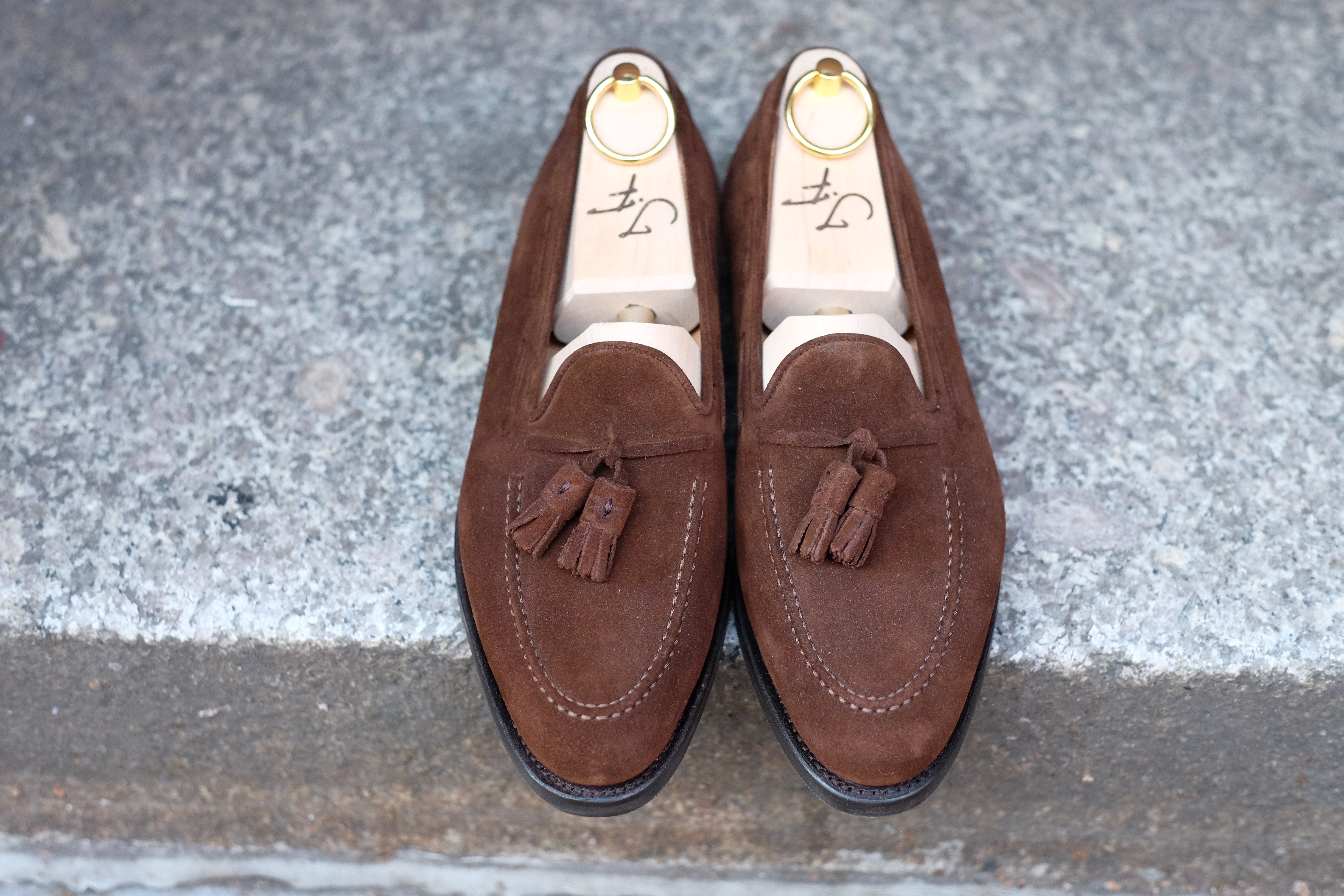 Haller - Tobacco Suede-Tassel Loafers-J.FitzPatrick Footwear