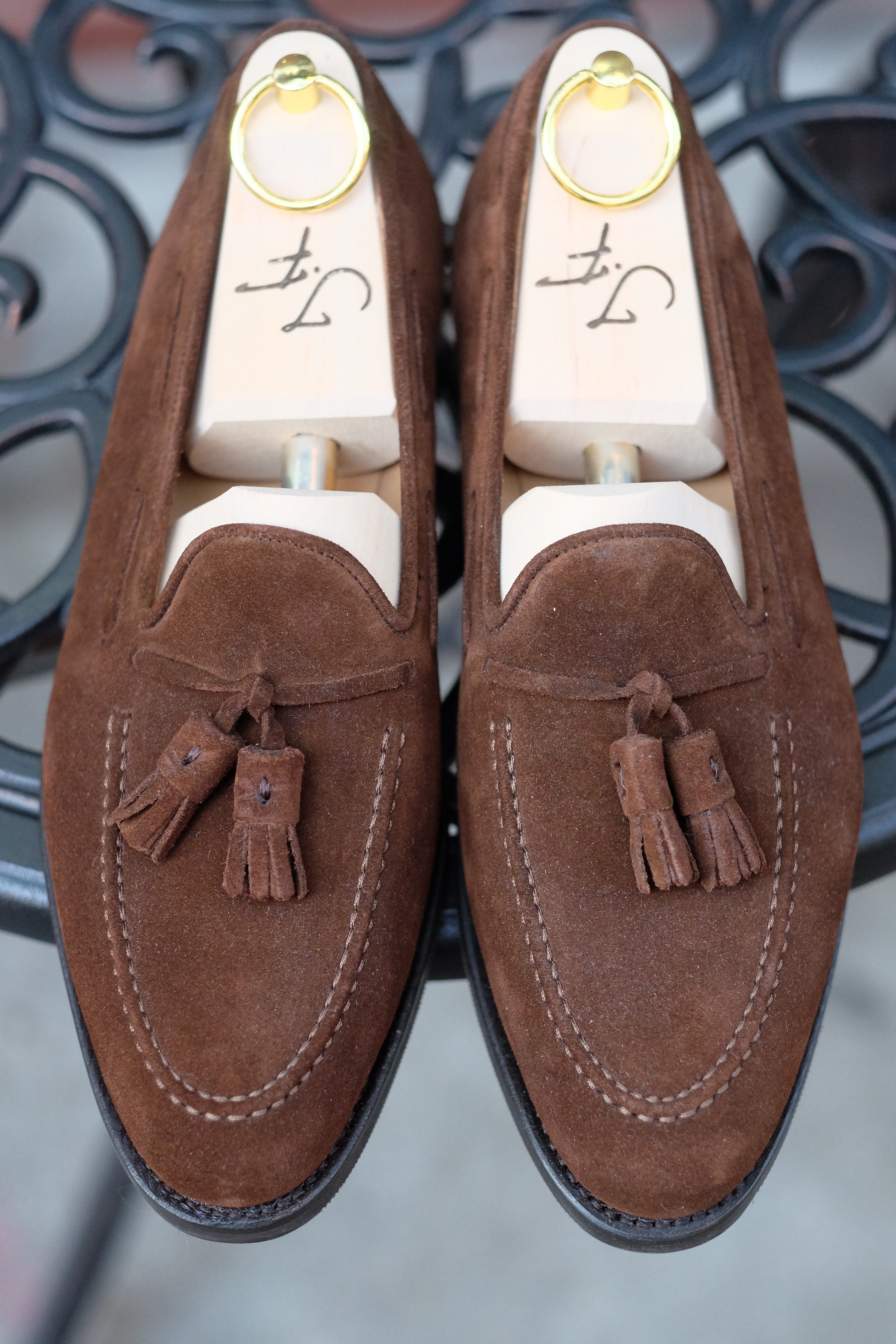 Haller - Tobacco Suede-Tassel Loafers-J.FitzPatrick Footwear