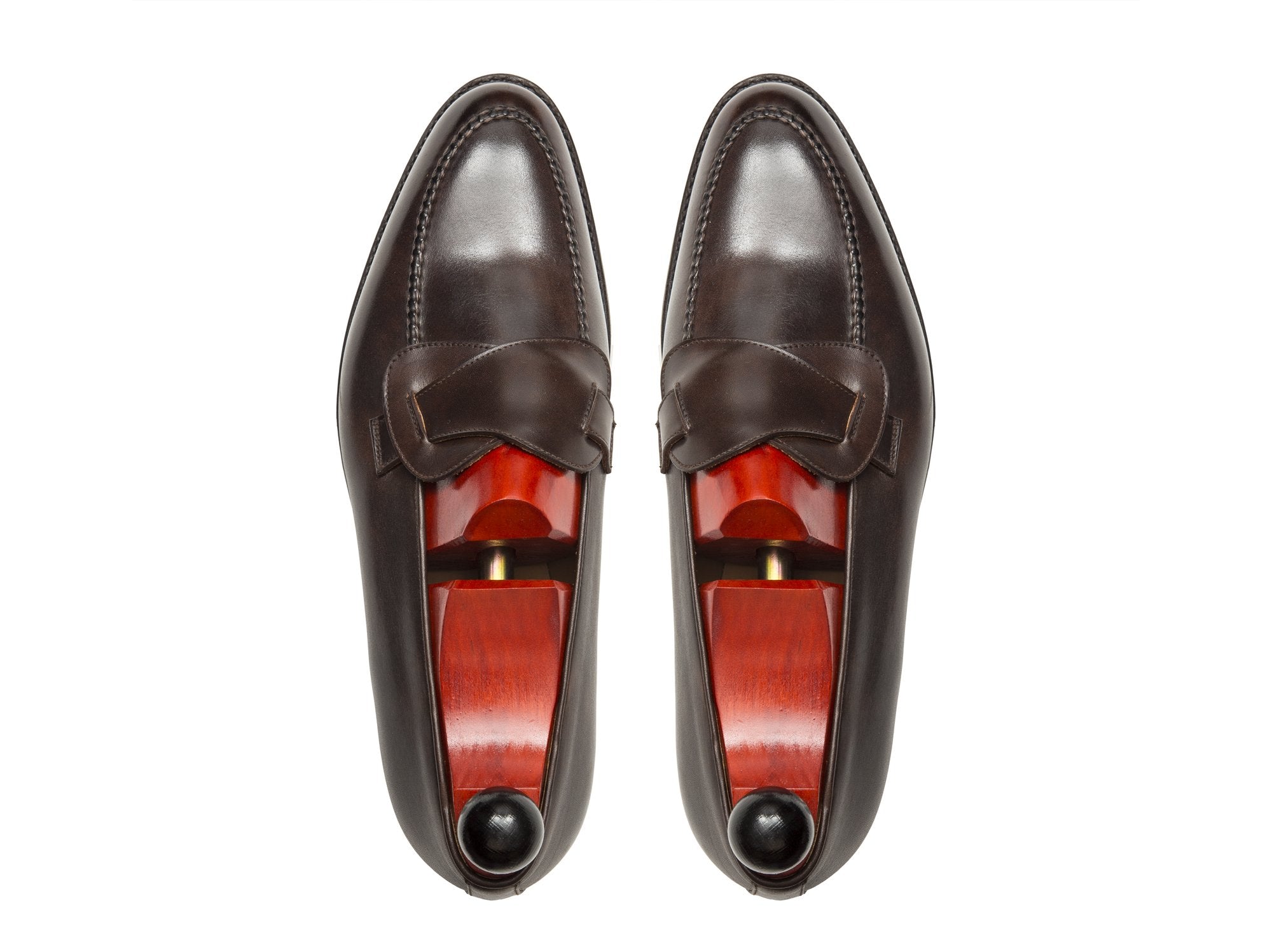 Hawthorne - MTO - Dark Brown Museum Calf - TMG Last - Single Leather Sole-Made To Order Butterfly Loafer Hand Stitched-J.FitzPatrick Footwear