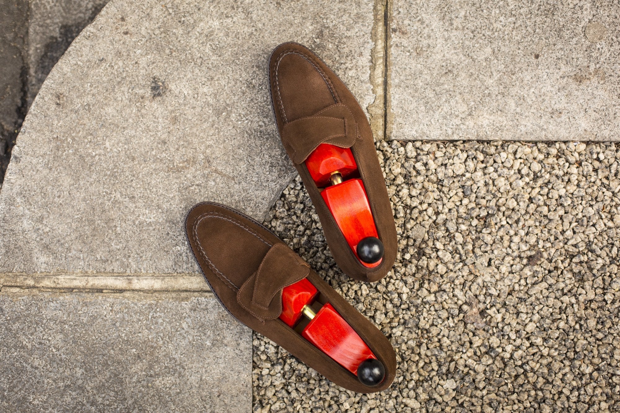 Hawthorne - MTO - Dark Brown Suede - TMG Last - Single Leather Sole-Made To Order Butterfly Loafer Hand Stitched-J.FitzPatrick Footwear
