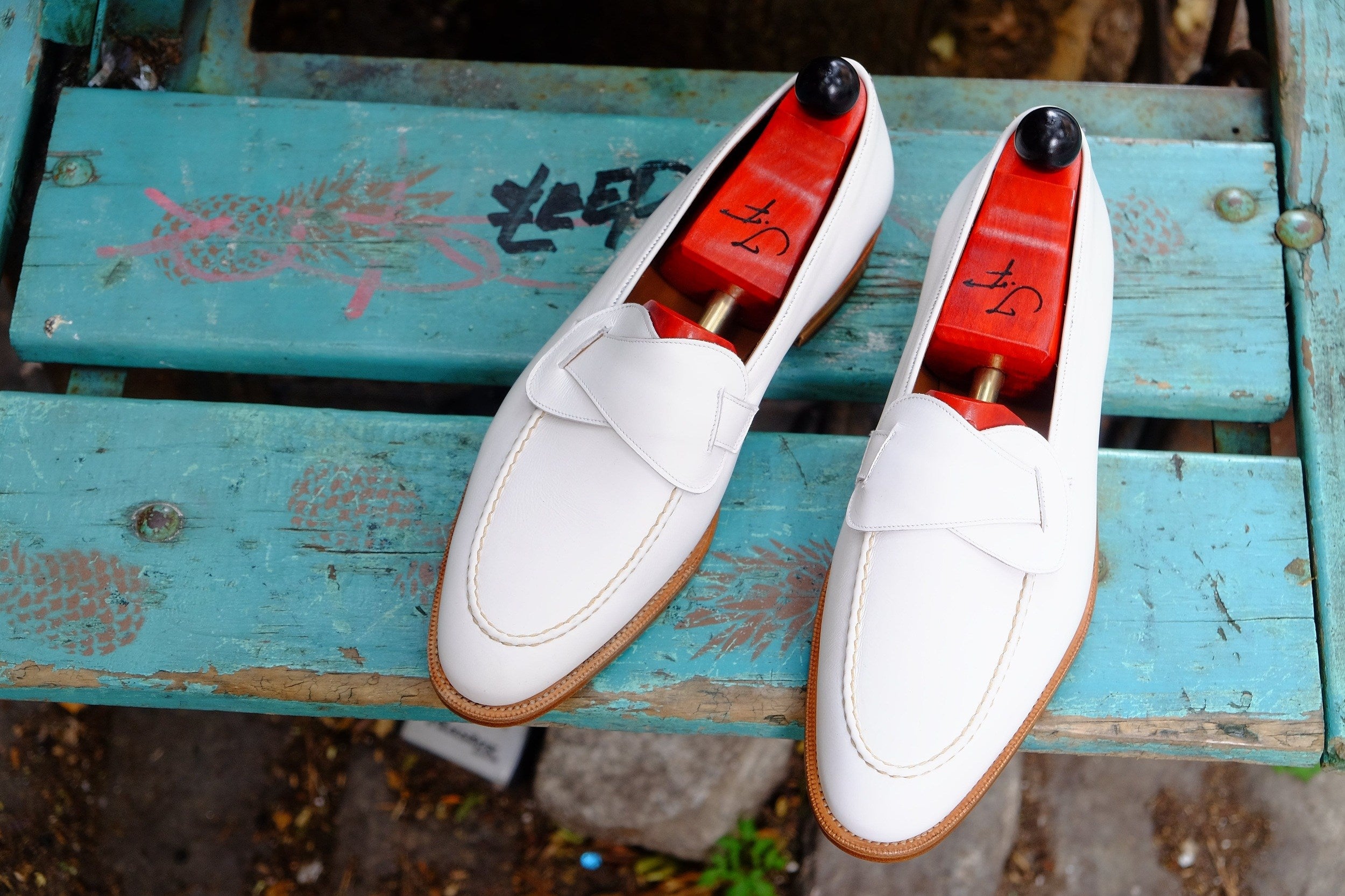 Hawthorne - MTO - White Calf - TMG Last - Single Leather Sole-Made To Order Butterfly Loafer Hand Stitched-J.FitzPatrick Footwear