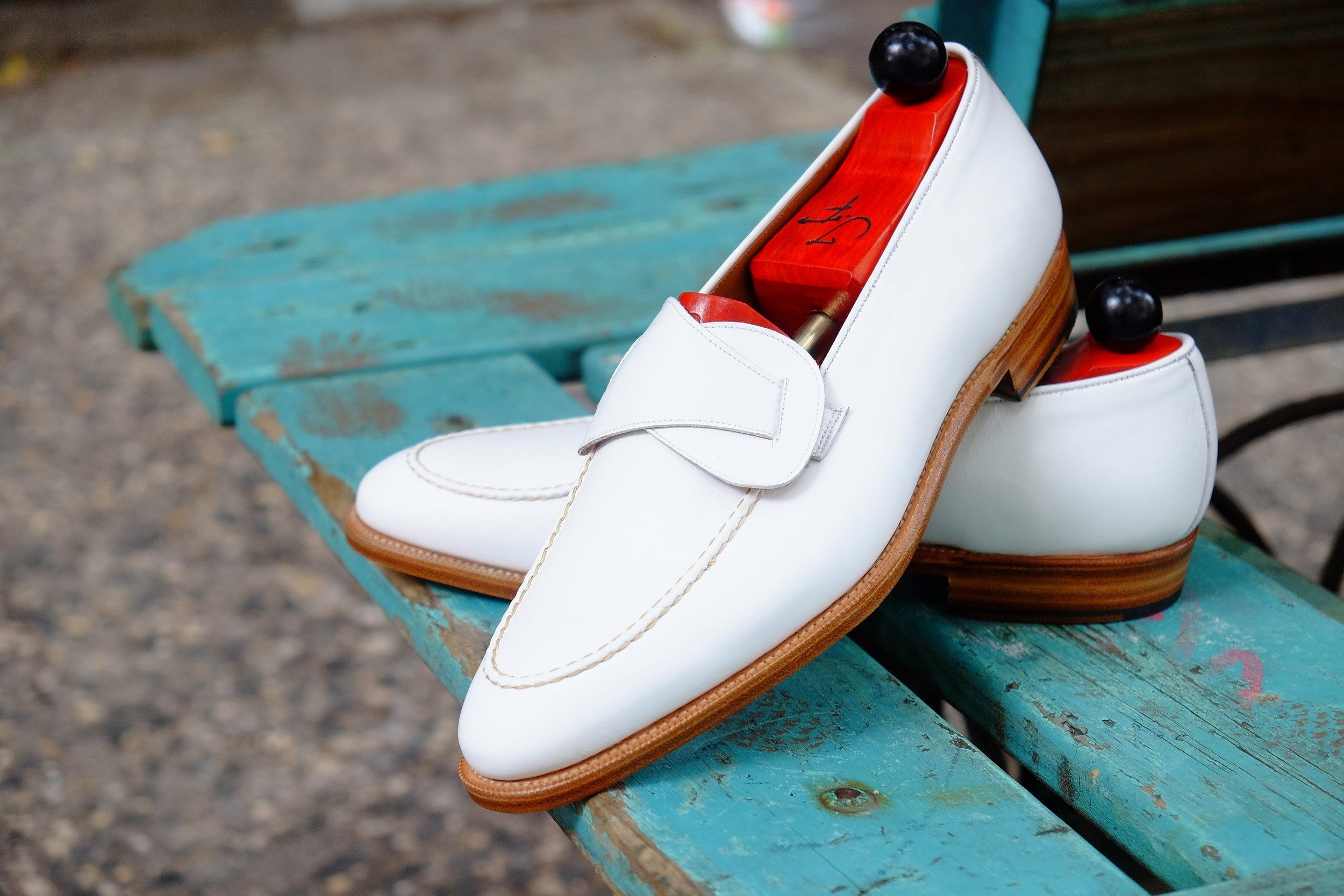 Hawthorne - MTO - White Calf - TMG Last - Single Leather Sole-Made To Order Butterfly Loafer Hand Stitched-J.FitzPatrick Footwear