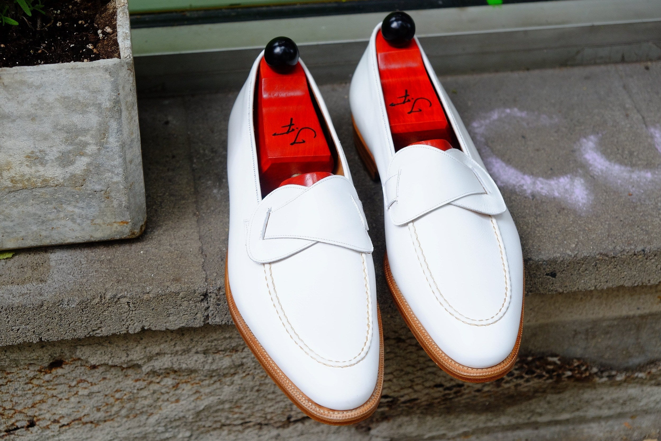 Hawthorne - MTO - White Calf - TMG Last - Single Leather Sole-Made To Order Butterfly Loafer Hand Stitched-J.FitzPatrick Footwear