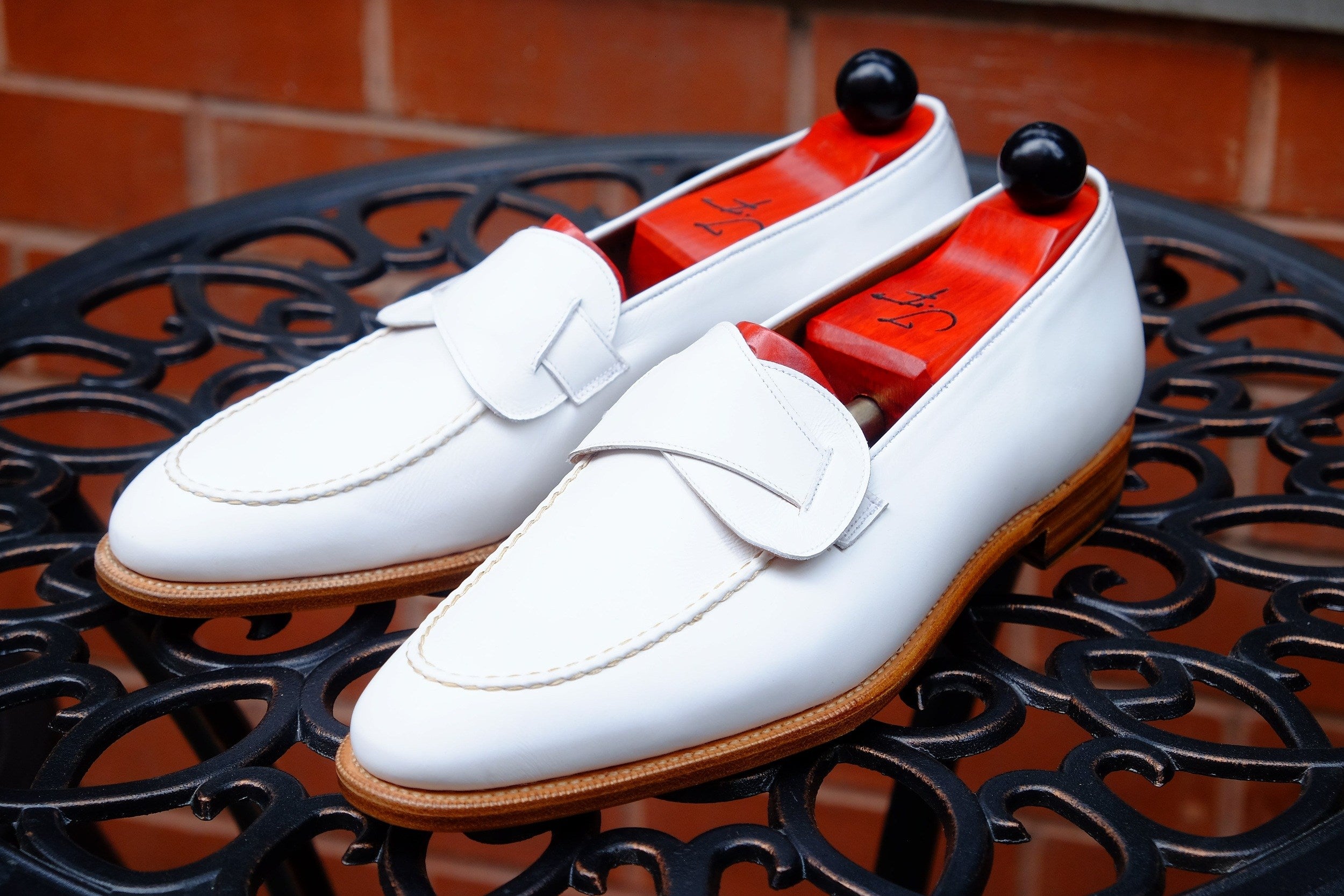 Hawthorne - MTO - White Calf - TMG Last - Single Leather Sole-Made To Order Butterfly Loafer Hand Stitched-J.FitzPatrick Footwear