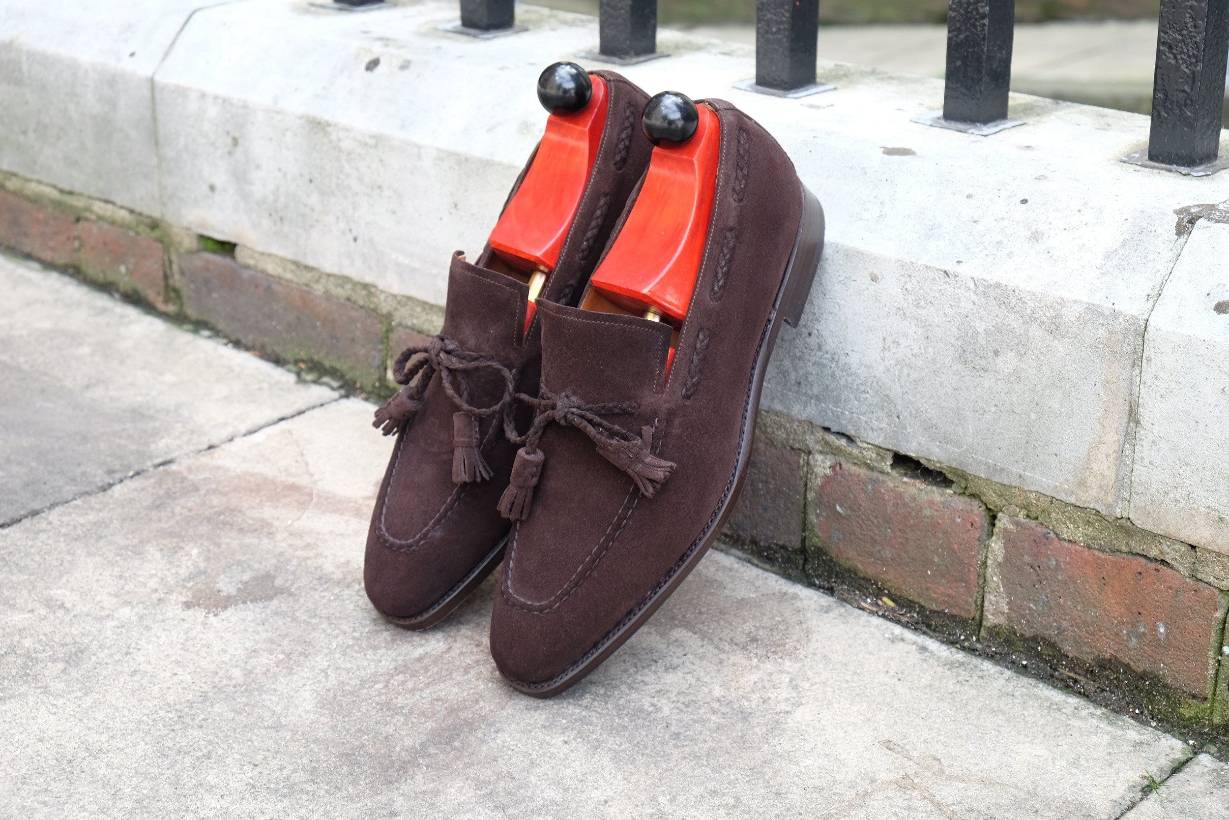 Issaquah - MTO - Bitter Chocolate Suede - LPB Last - Single Leather Sole-Made To Order Tassel Loafer-J.FitzPatrick Footwear