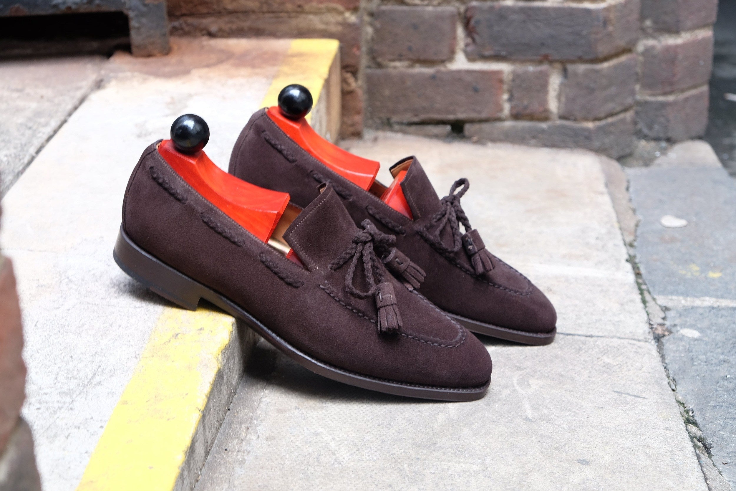 Issaquah - MTO - Bitter Chocolate Suede - LPB Last - Single Leather Sole-Made To Order Tassel Loafer-J.FitzPatrick Footwear