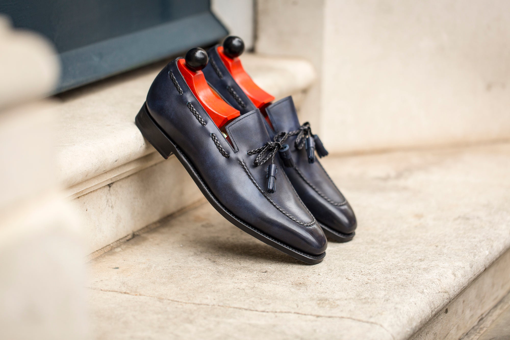 Issaquah - MTO - Navy Museum Calf - LPB Last - Single Leather Sole-Made To Order Tassel Loafer-J.FitzPatrick Footwear