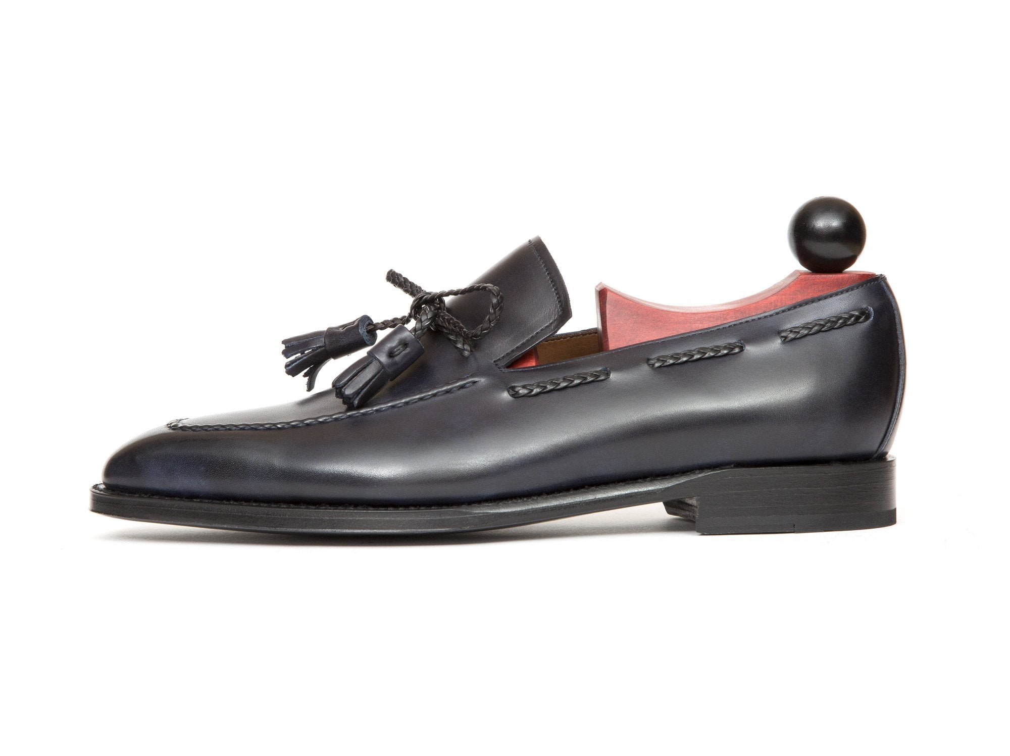 Issaquah - MTO - Navy Museum Calf - LPB Last - Single Leather Sole-Made To Order Tassel Loafer-J.FitzPatrick Footwear