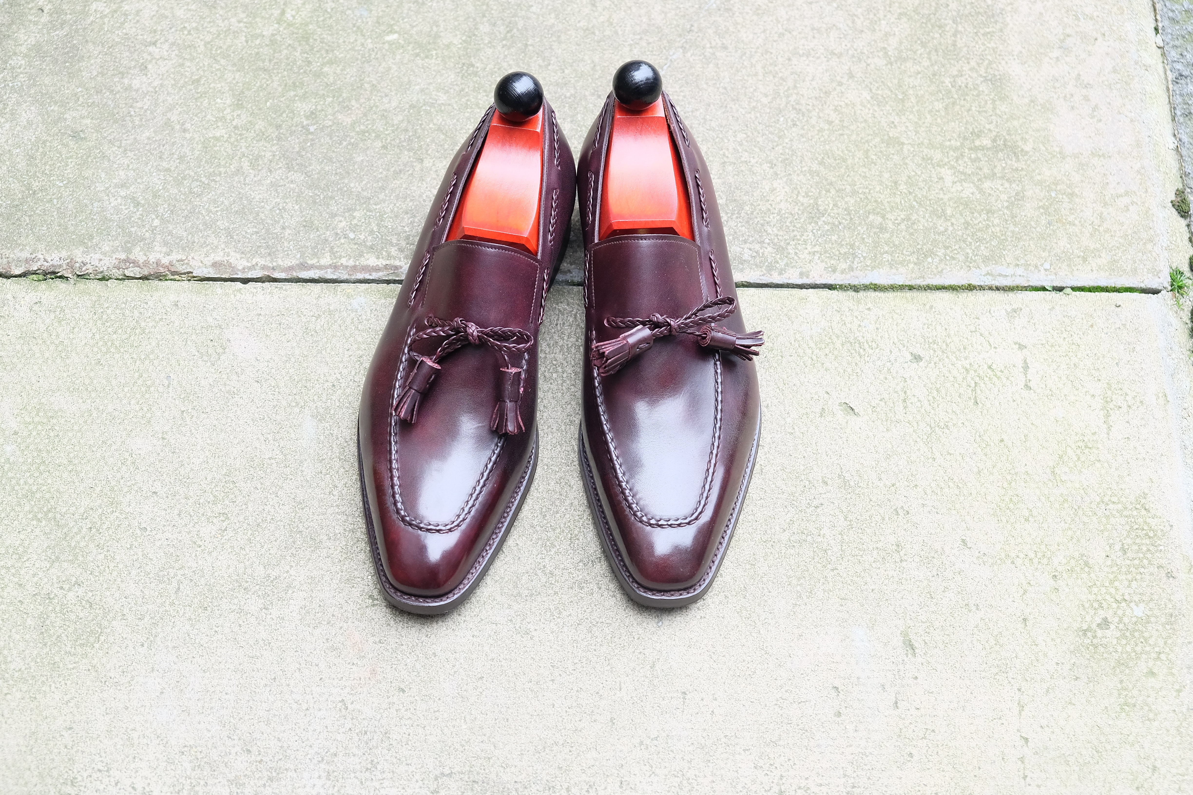 Issaquah - MTO - Plum Museum Calf - LPB Last - Single Leather Sole-Made To Order Tassel Loafer-J.FitzPatrick Footwear
