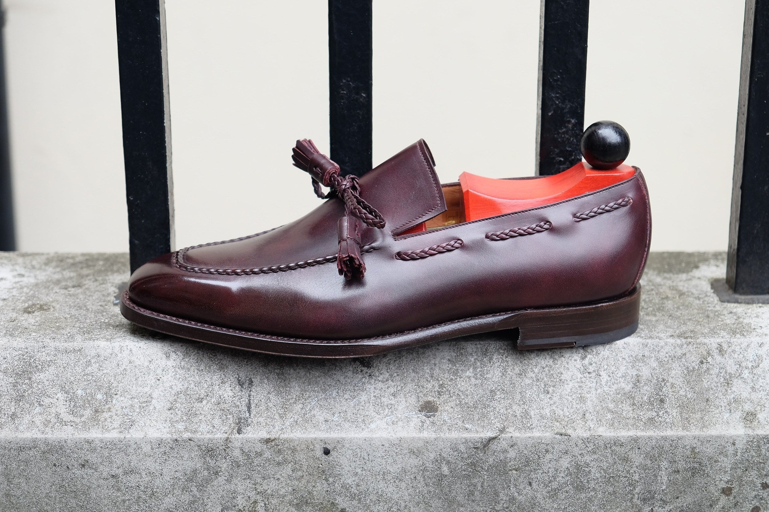Issaquah - MTO - Plum Museum Calf - LPB Last - Single Leather Sole-Made To Order Tassel Loafer-J.FitzPatrick Footwear