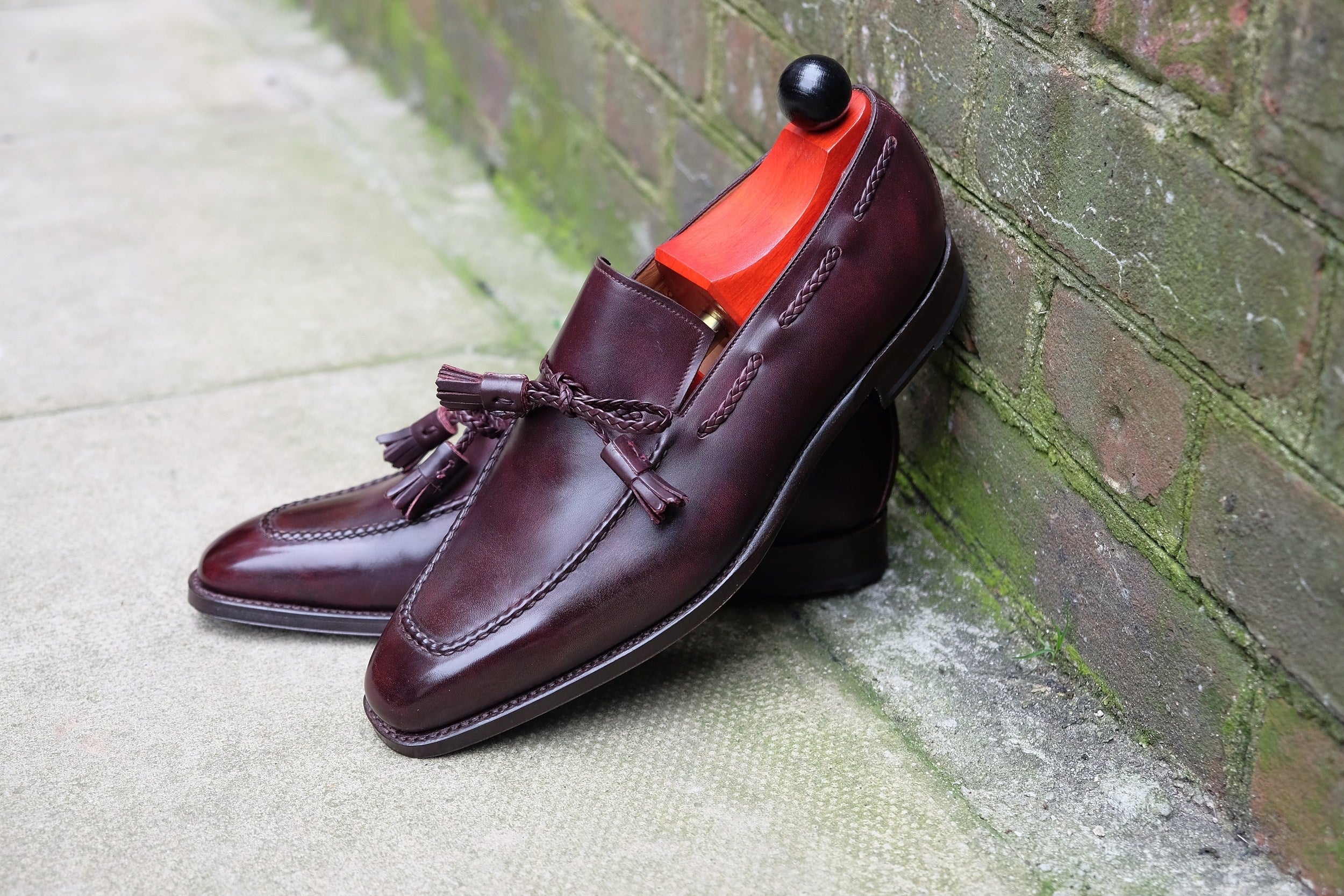 Issaquah - MTO - Plum Museum Calf - LPB Last - Single Leather Sole-Made To Order Tassel Loafer-J.FitzPatrick Footwear