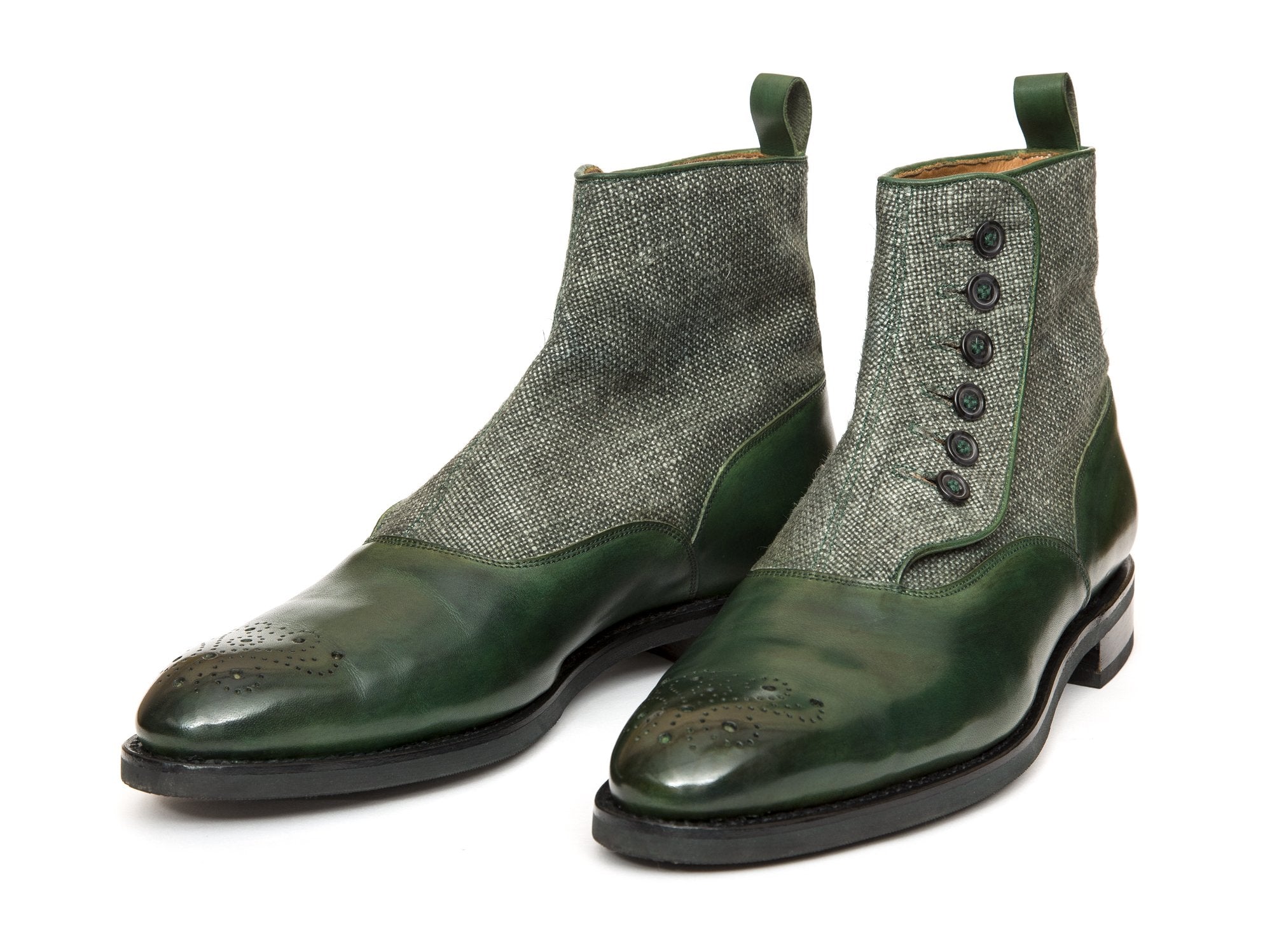 J.FitzPatrick Footwear - Westlake - Forest Green Calf / Military Canvas - NGT Last - City Rubber Sole