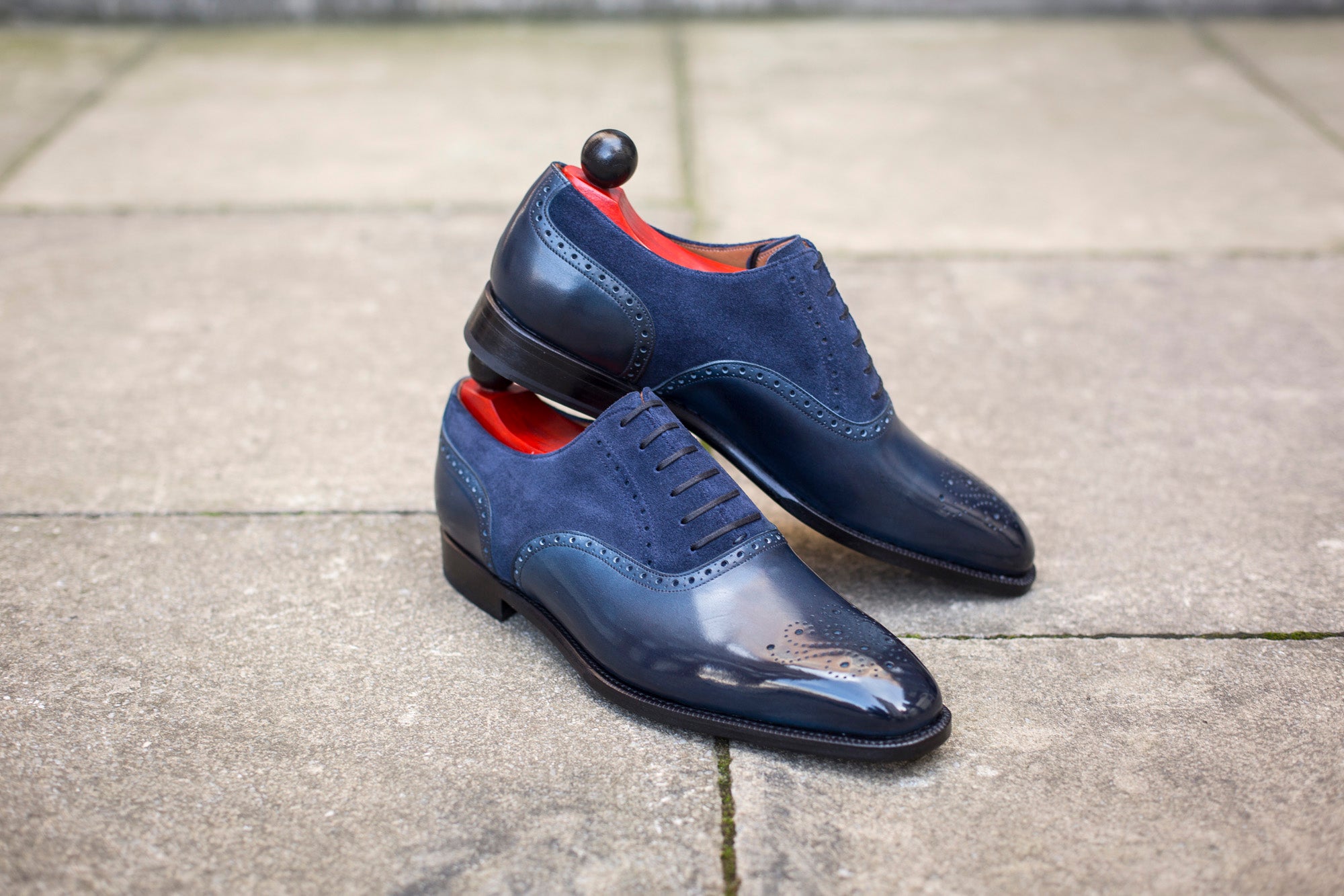 Wallingford - MTO - Shaded Navy Calf / Navy Suede - LPB Last - Single Leather Sole