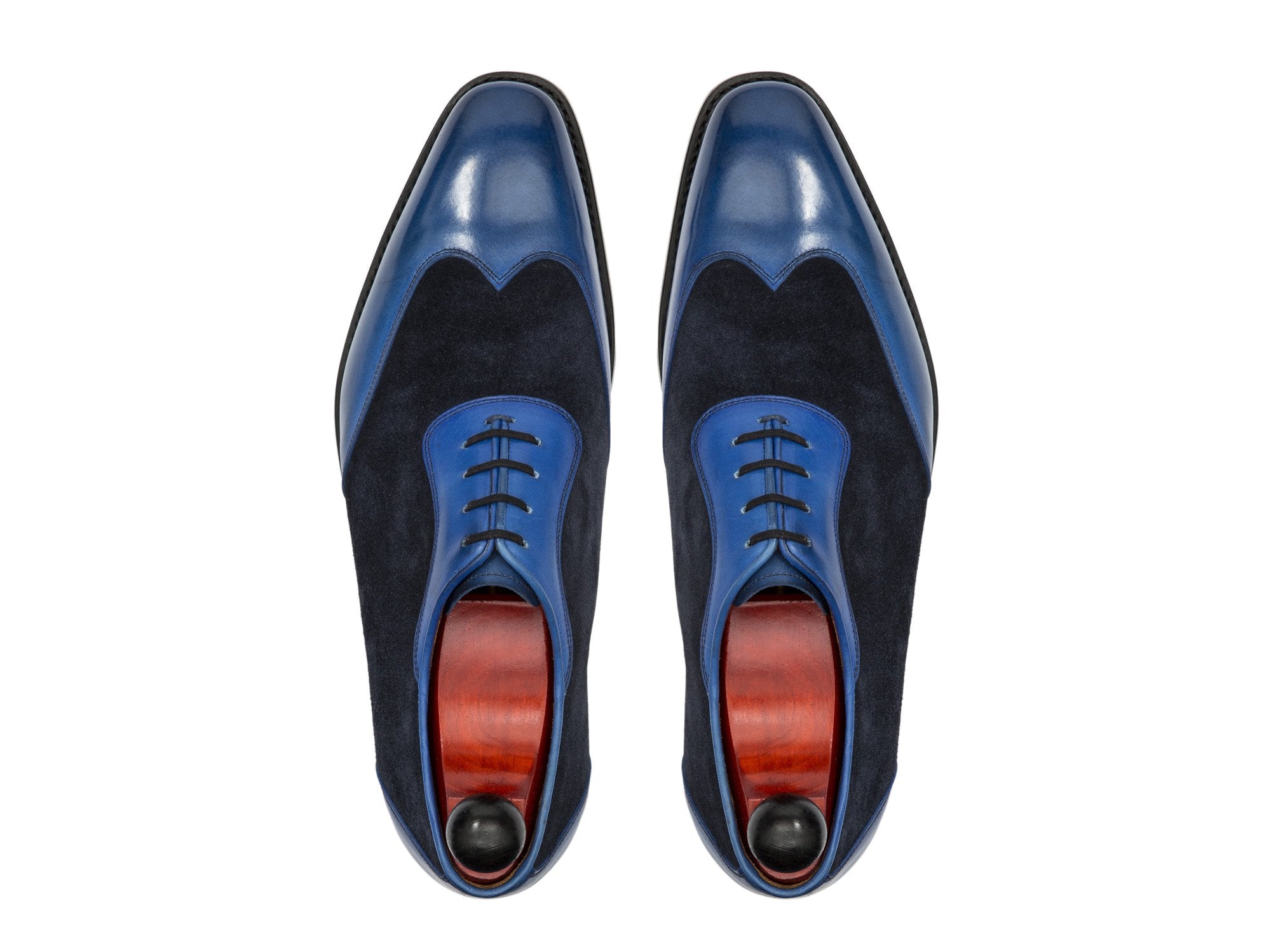 J.FitzPatrick Footwear - Rainier - Sky Blue Calf / Navy Suede - Country Rubber Sole - LPB Last
