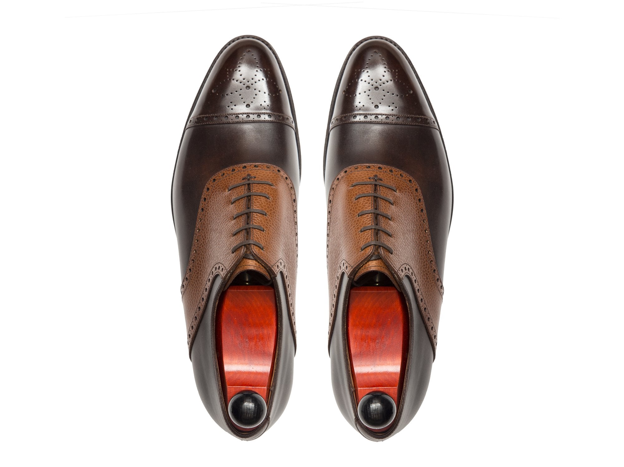 J.FitzPatrick Footwear - Burien - Dark Brown Museum Calf / Tan Soft Grain - TMG Last - City Rubber Sole