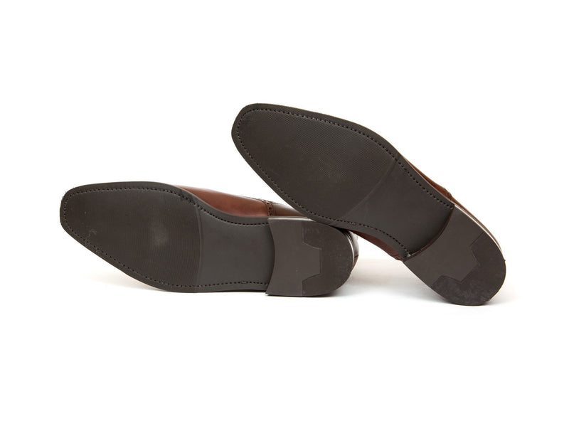 J.FitzPatrick Footwear - David - Gold Museum Calf / Dark Brown Scotch Grain - LPB Last - City Rubber Sole