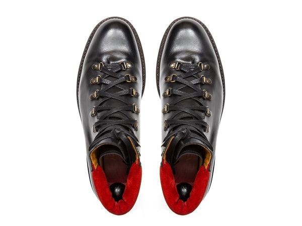 J.FitzPatrick Footwear - Snoqualmie - Black Chromexcel / Red Suede - NJF Last - Rugged Rubber Sole