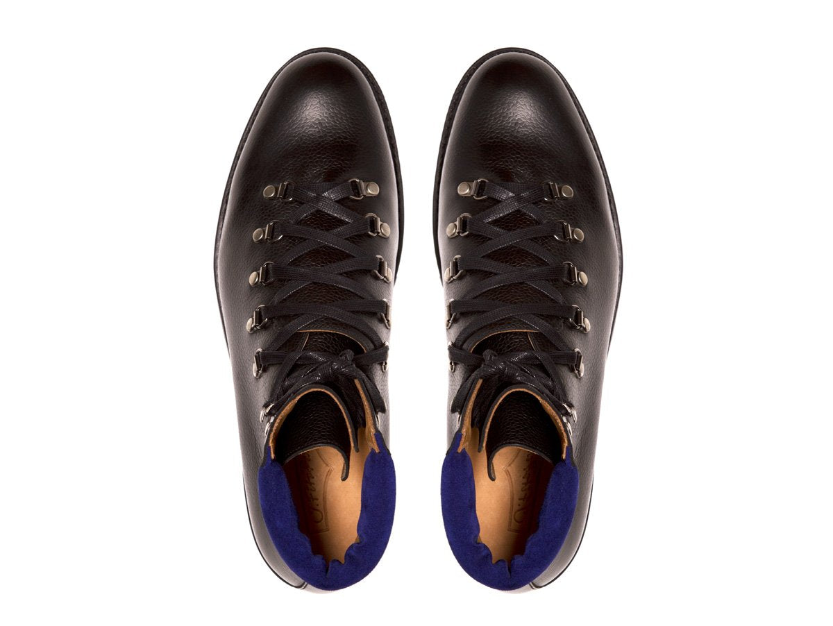 J.FitzPatrick Footwear - Snoqualmie - Black Soft Grain / Vivid Blue Suede - NJF Last - Rugged Rubber Sole