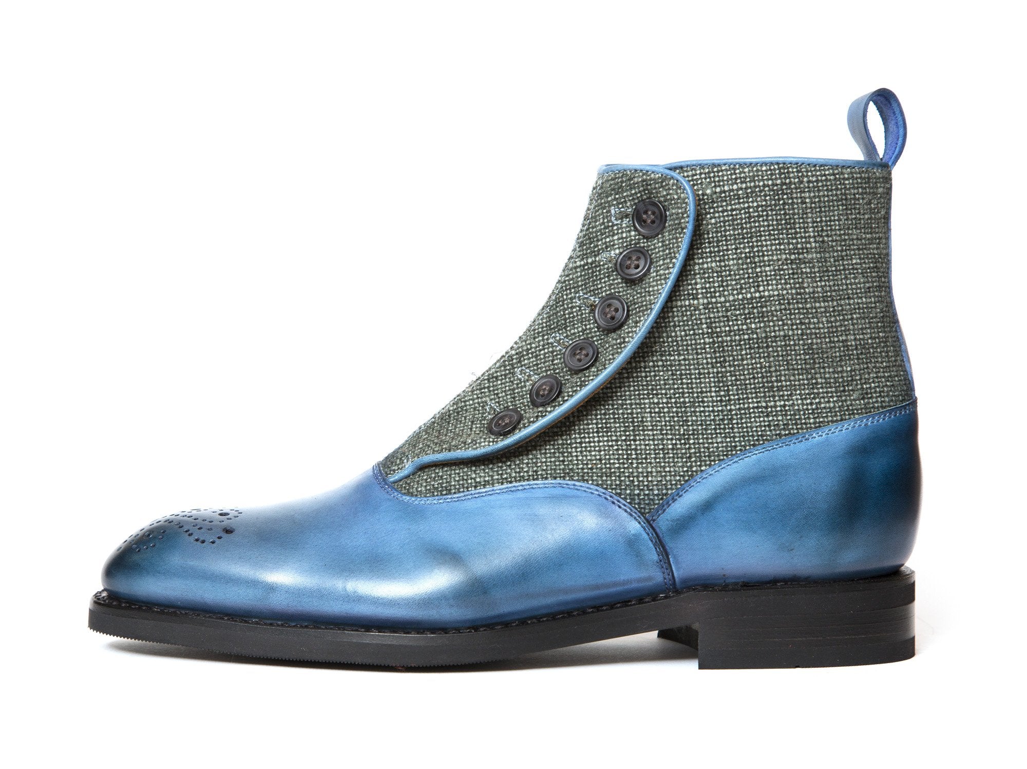 J.FitzPatrick Footwear - Westlake - Sky Blue Calf / Military Canvas - TMG Last - City Rubber Sole