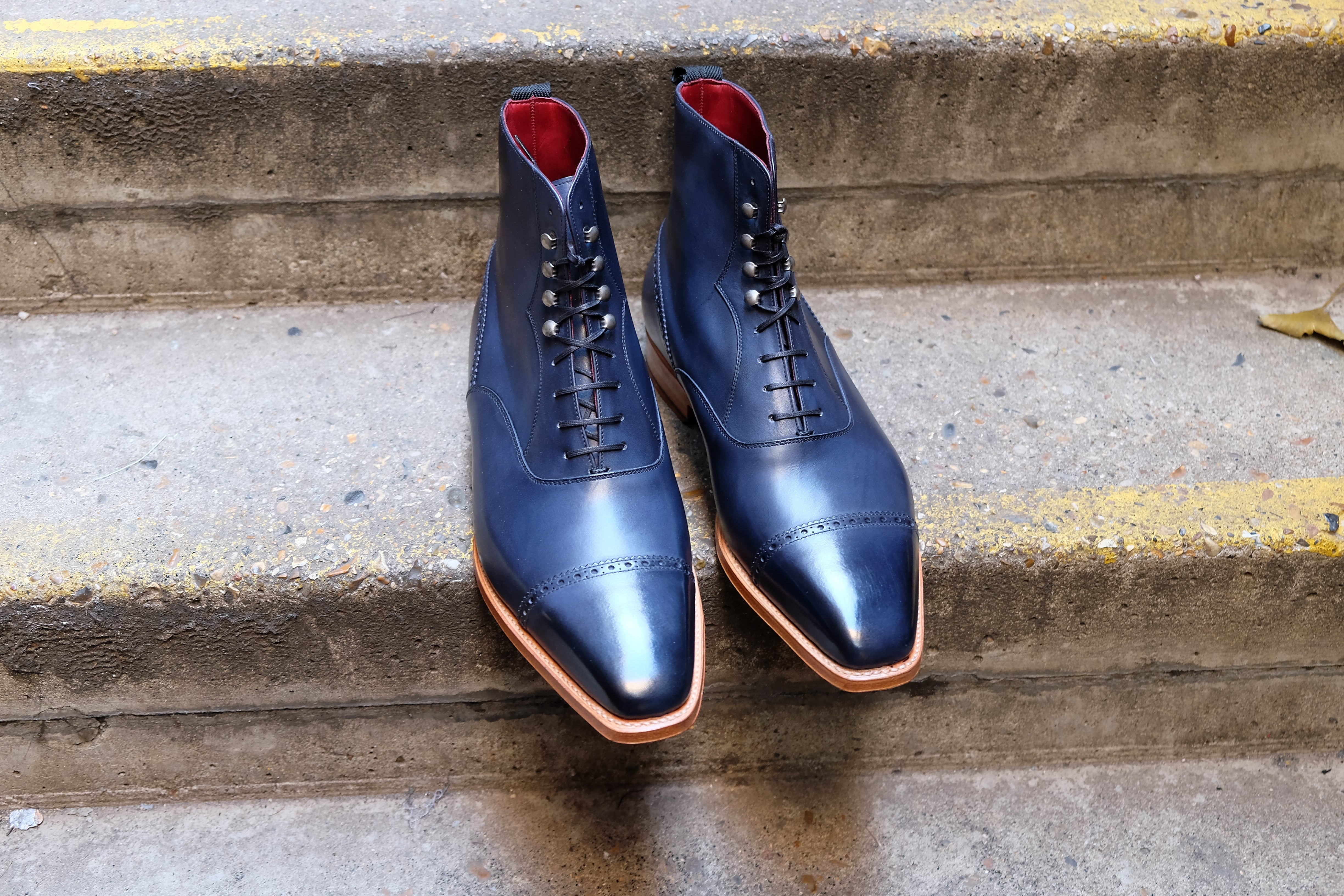 Jimmy - MTO - Navy Calf - MGF Last - Natural Single Leather Sole-Made To Order Cap Toe Lace Laceup Boot Brogue-J.FitzPatrick Footwear