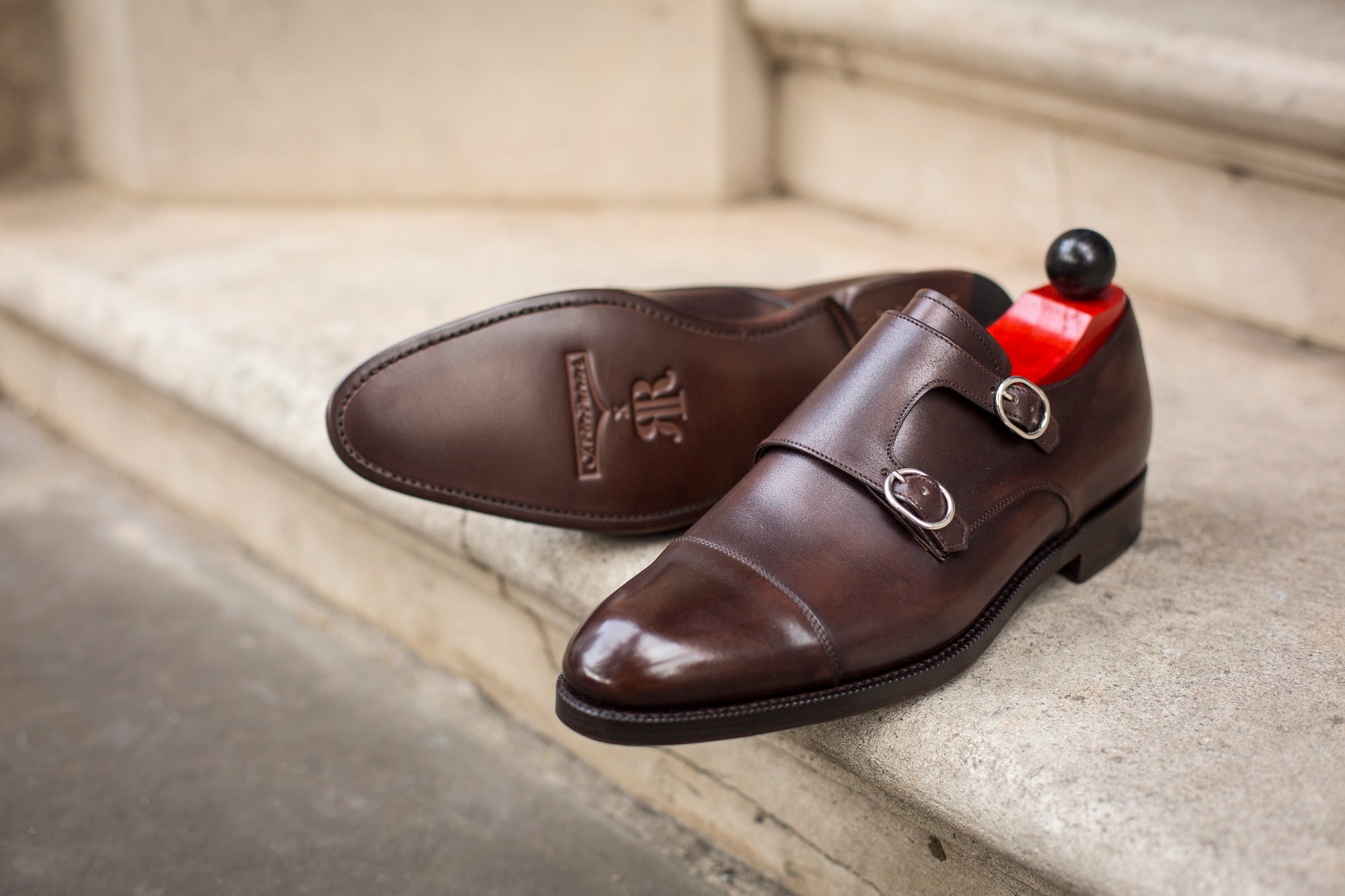 Kent - MTO - Dark Mahogany Calf-Made To Order Double Monkstrap Cap Toe-J.FitzPatrick Footwear