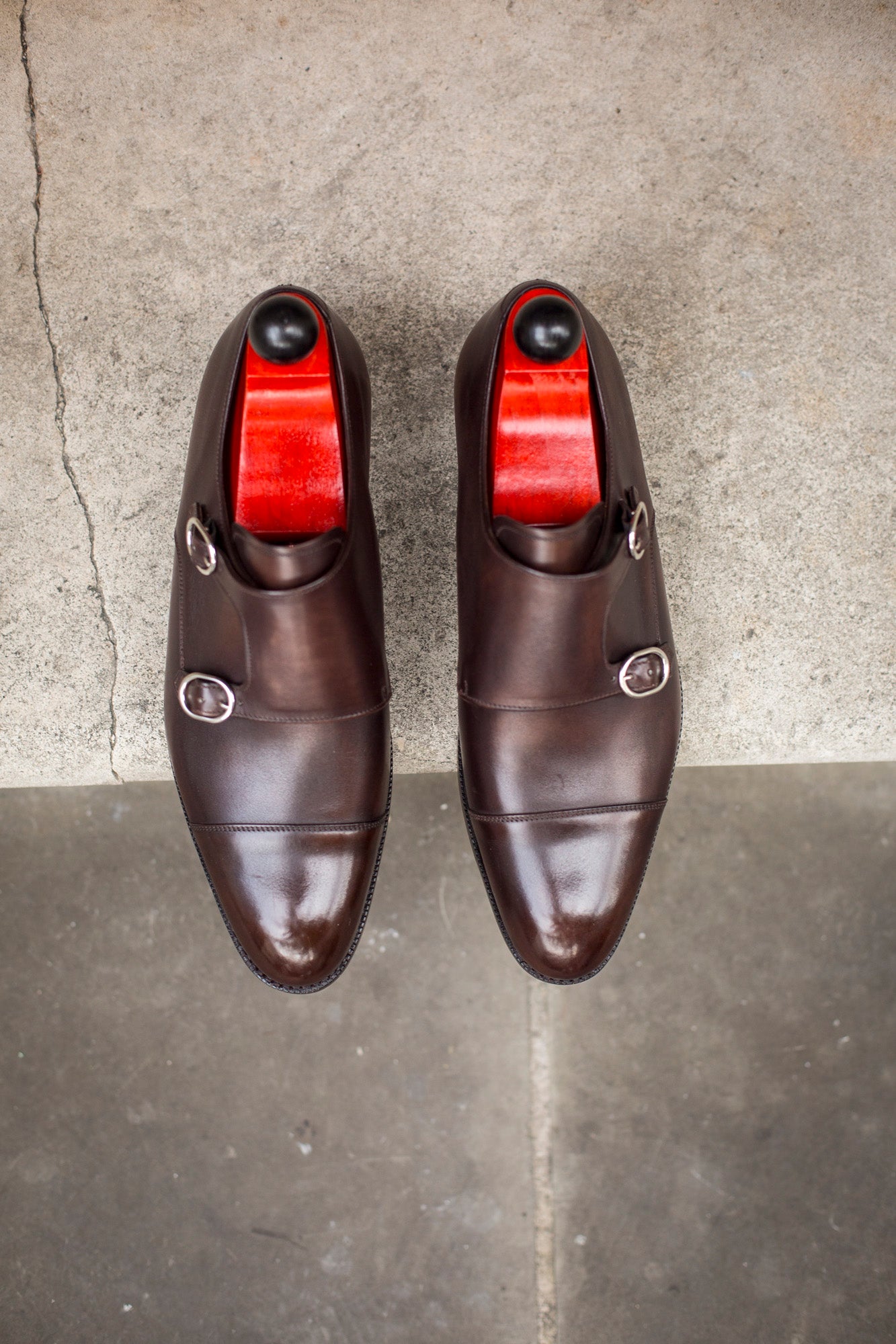 Kent - MTO - Dark Mahogany Calf-Made To Order Double Monkstrap Cap Toe-J.FitzPatrick Footwear