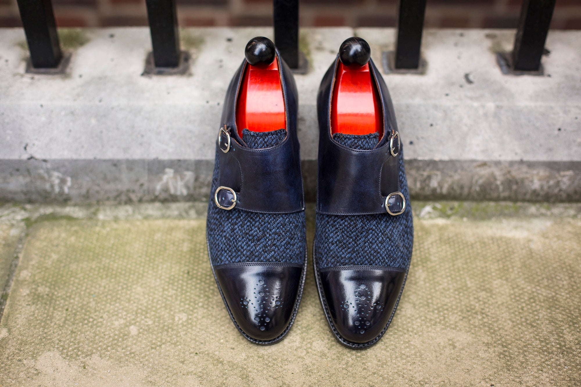 Kent Redux - MTO - Navy Museum Calf / Navy Poulsbo-Made To Order Double Monkstrap Plain Toe-J.FitzPatrick Footwear