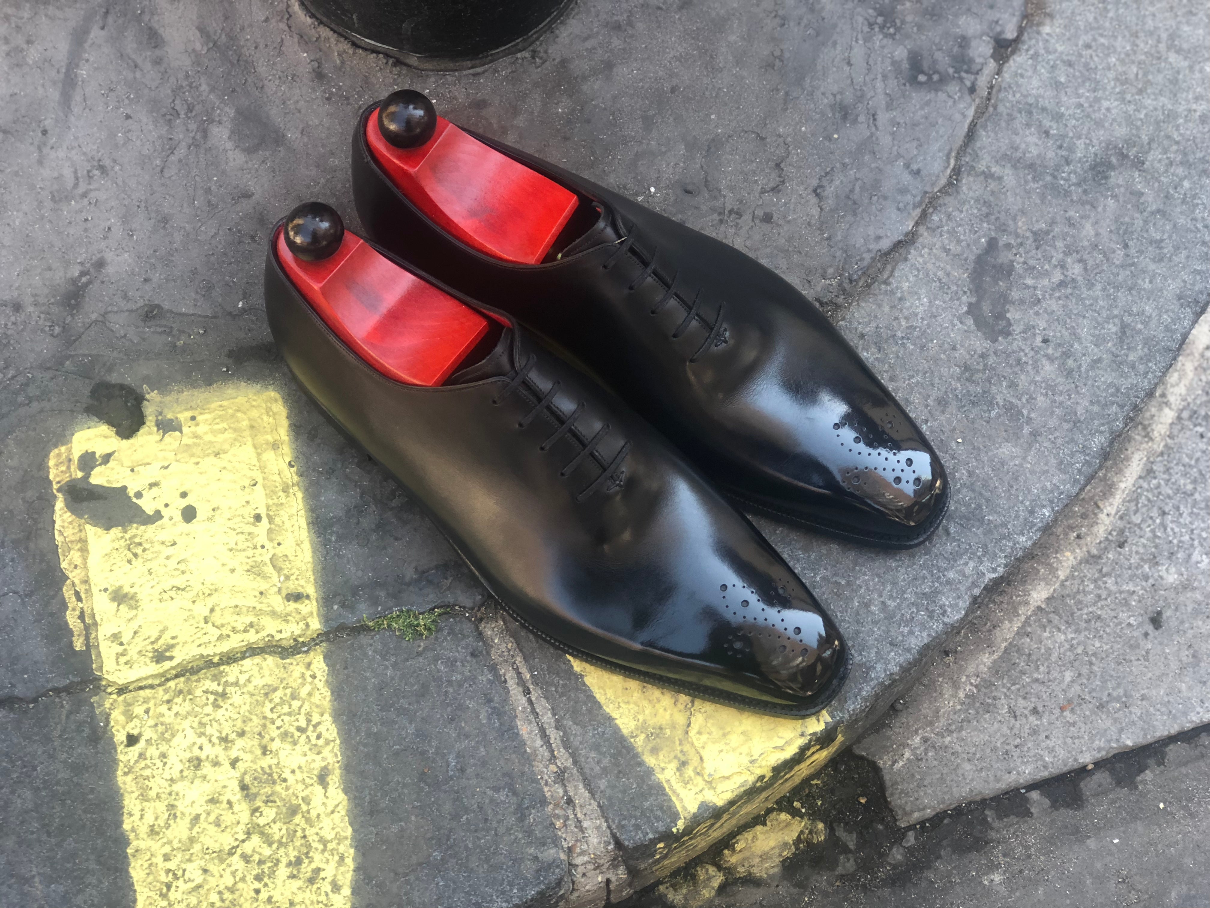 Kirkland - MTO - Black Calf - Red Sole - MGF Last - Single Leather Sole-Made To Order Wholecut Oxfords Medallion-J.FitzPatrick Footwear