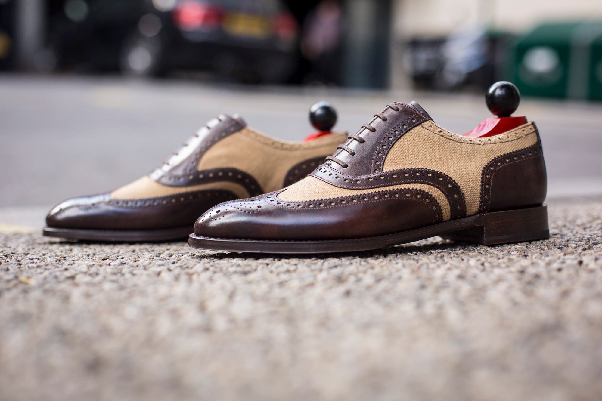 Kitsap - MTO - Dark Brown Museum Calf / Hemp Canvas - NGT Last - Single Leather Sole-Made To Order Wingtip Brogue Oxfords Spectator-J.FitzPatrick Footwear
