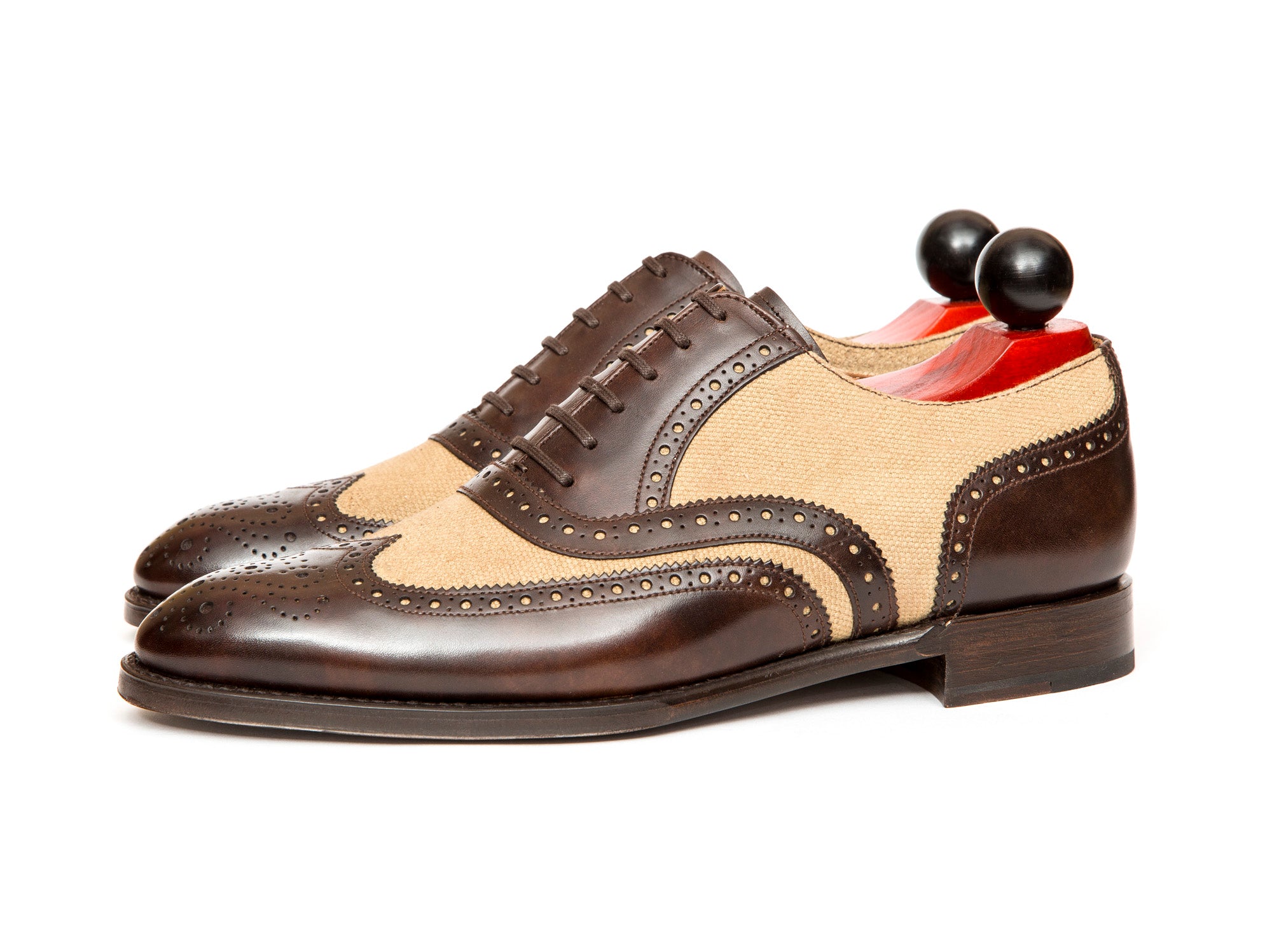 Kitsap - MTO - Dark Brown Museum Calf / Hemp Canvas - NGT Last - Single Leather Sole-Made To Order Wingtip Brogue Oxfords Spectator-J.FitzPatrick Footwear
