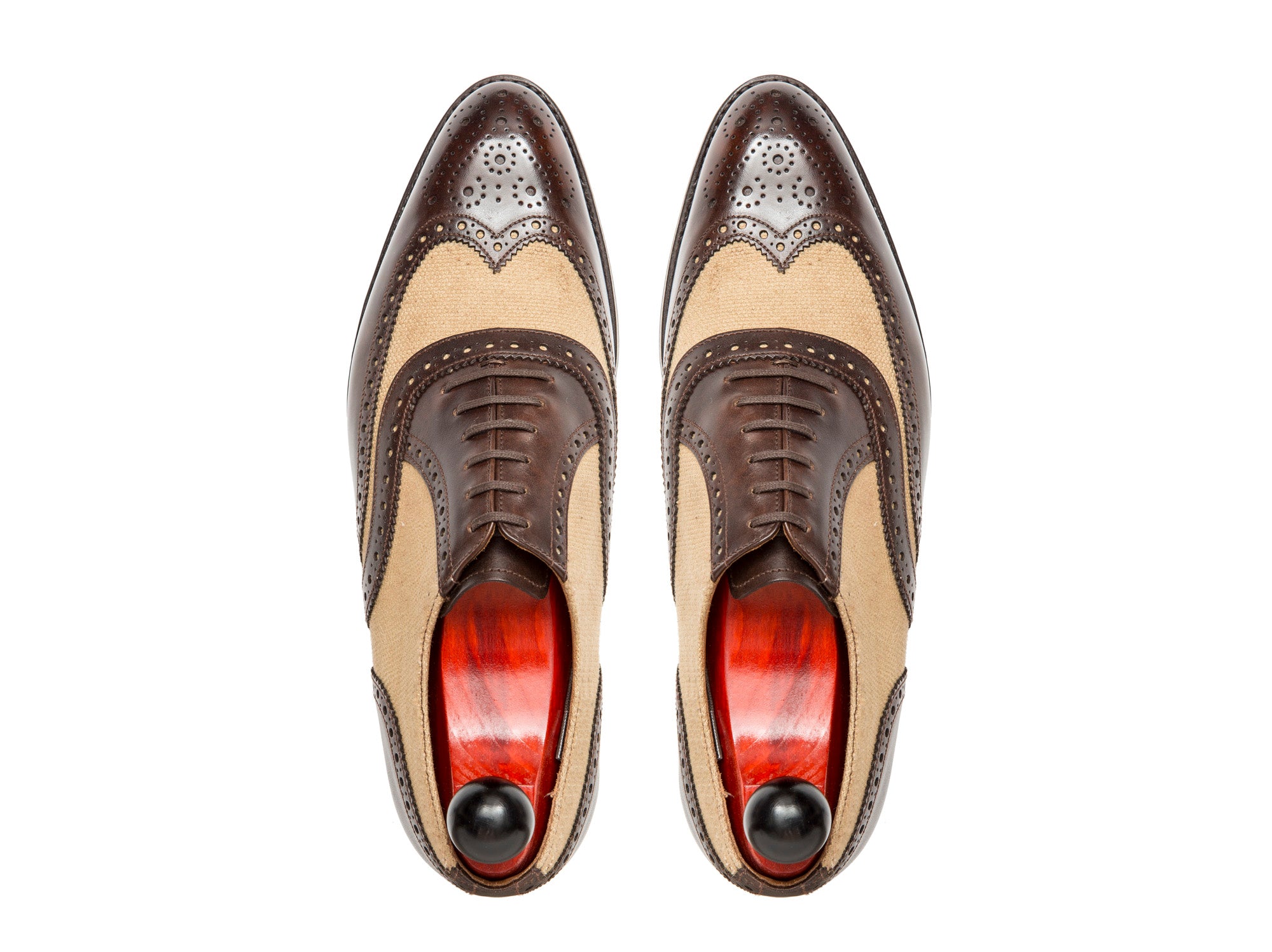 Kitsap - MTO - Dark Brown Museum Calf / Hemp Canvas - NGT Last - Single Leather Sole-Made To Order Wingtip Brogue Oxfords Spectator-J.FitzPatrick Footwear