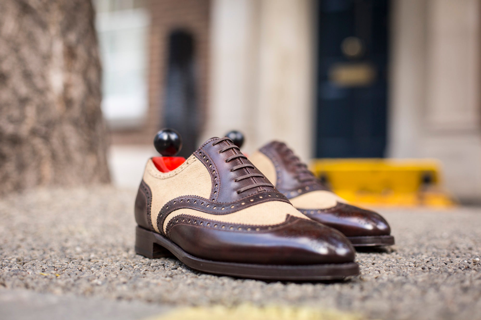 Kitsap - MTO - Dark Brown Museum Calf / Hemp Canvas - NGT Last - Single Leather Sole-Made To Order Wingtip Brogue Oxfords Spectator-J.FitzPatrick Footwear