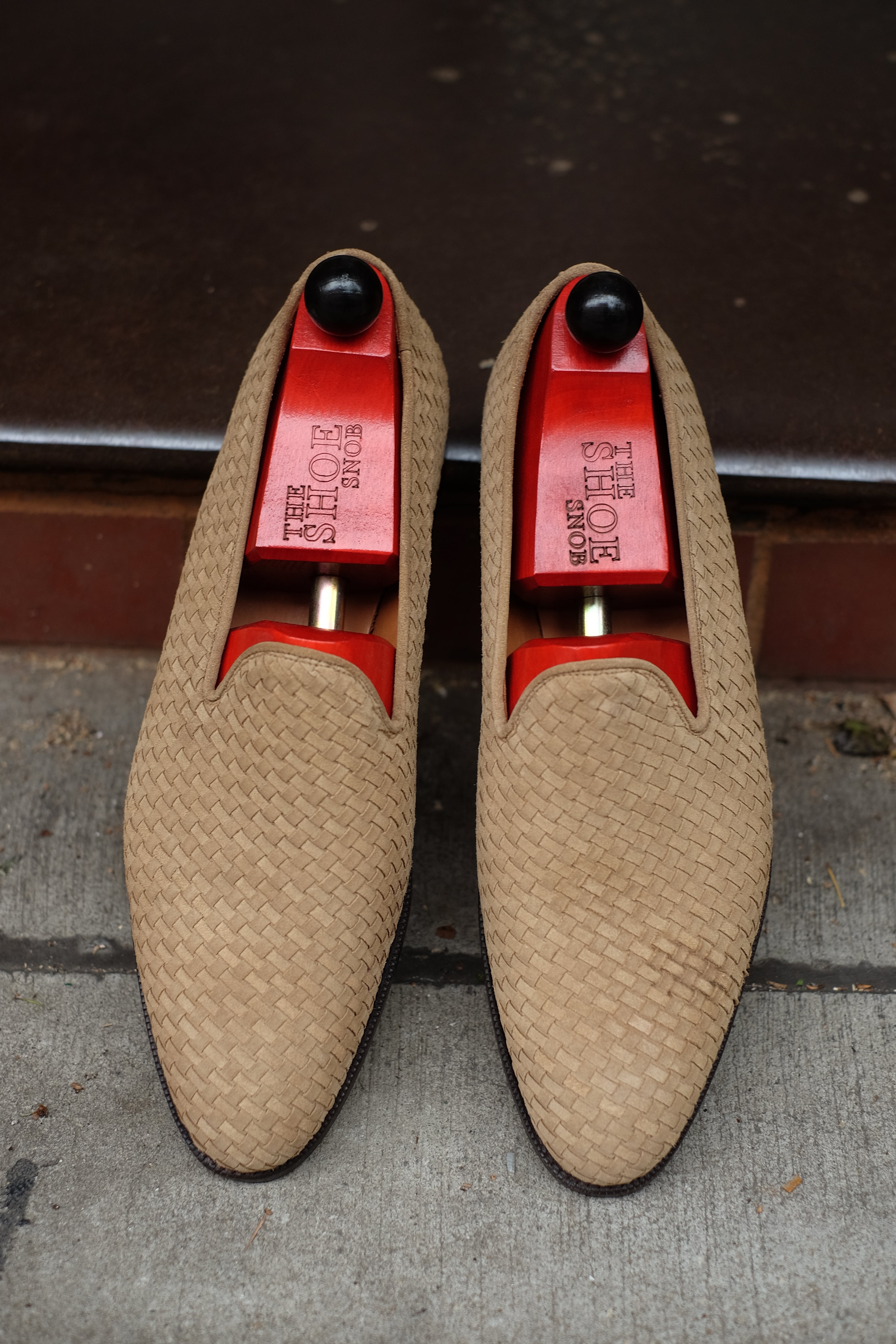 Laurelhurst II - MTO - Braided Beige Suede - TMG Last - Single Leather Sole-Made To Order Slipper Loafer-J.FitzPatrick Footwear