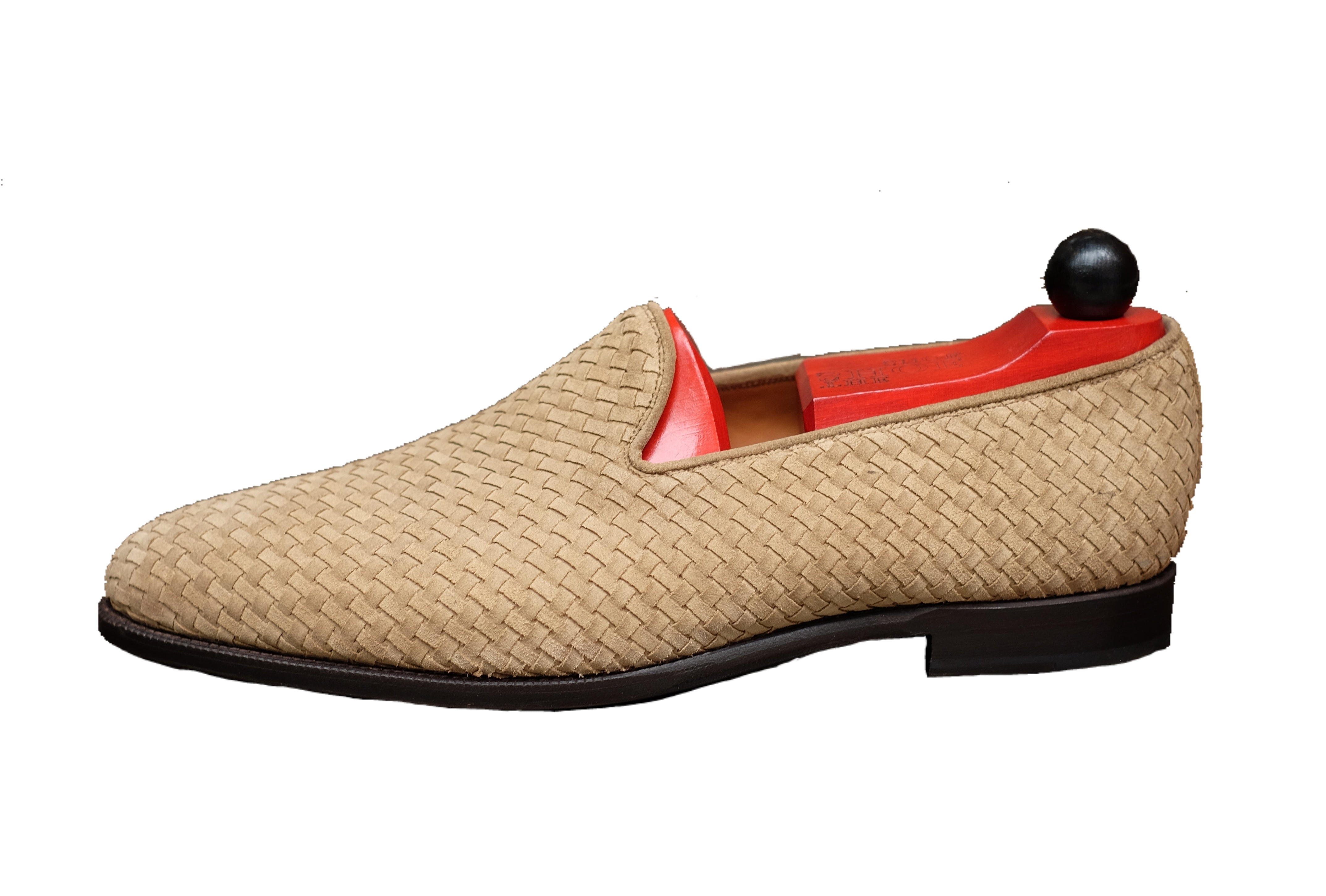 Laurelhurst II - MTO - Braided Beige Suede - TMG Last - Single Leather Sole-Made To Order Slipper Loafer-J.FitzPatrick Footwear