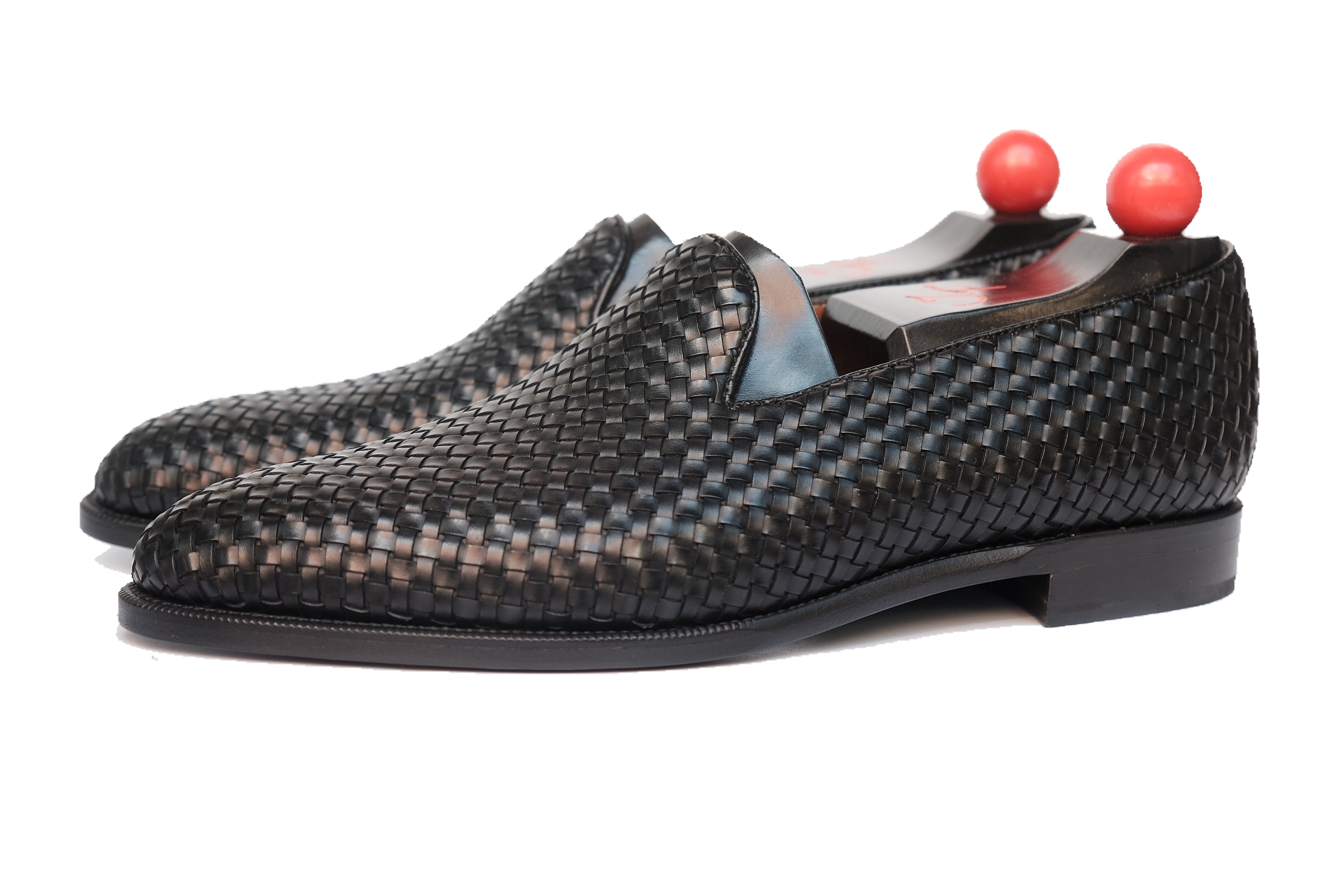 Laurelhurst II - MTO - Braided Black Calf - TMG Last - Single Leather Sole-Made To Order Slipper Loafer-J.FitzPatrick Footwear