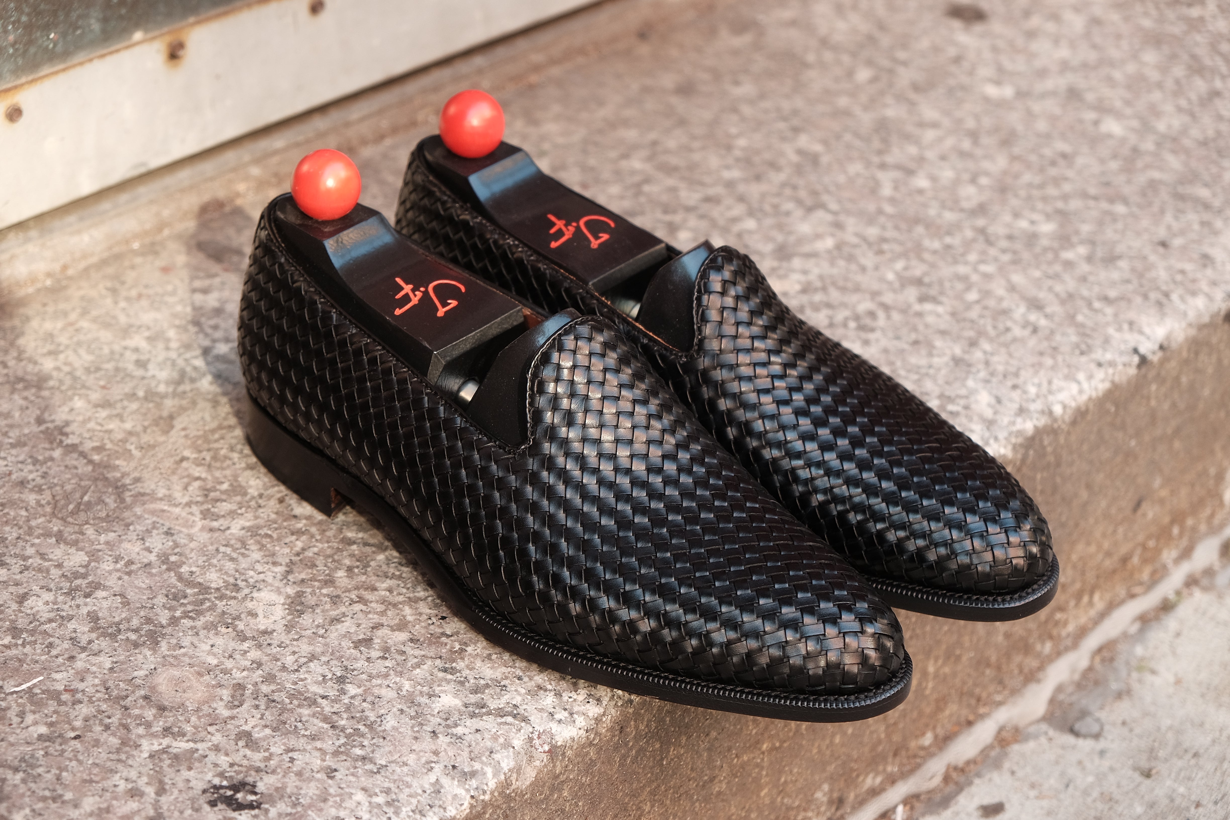 Laurelhurst II - MTO - Braided Black Calf - TMG Last - Single Leather Sole-Made To Order Slipper Loafer-J.FitzPatrick Footwear